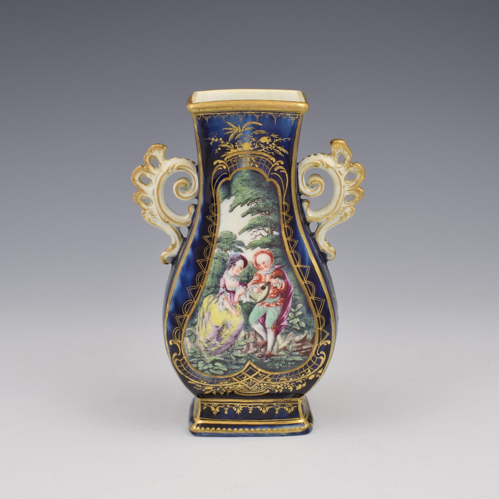 Rare Chelsea Porcelain Gold Anchor Period Blue Ground Vase Watteau Scenes c.1759-1768 (1 of 14) Rare Chelsea Porcelain Gold Anchor Period Blue Ground Vase Watteau Scenes c.1759-1768 (1 of 14)