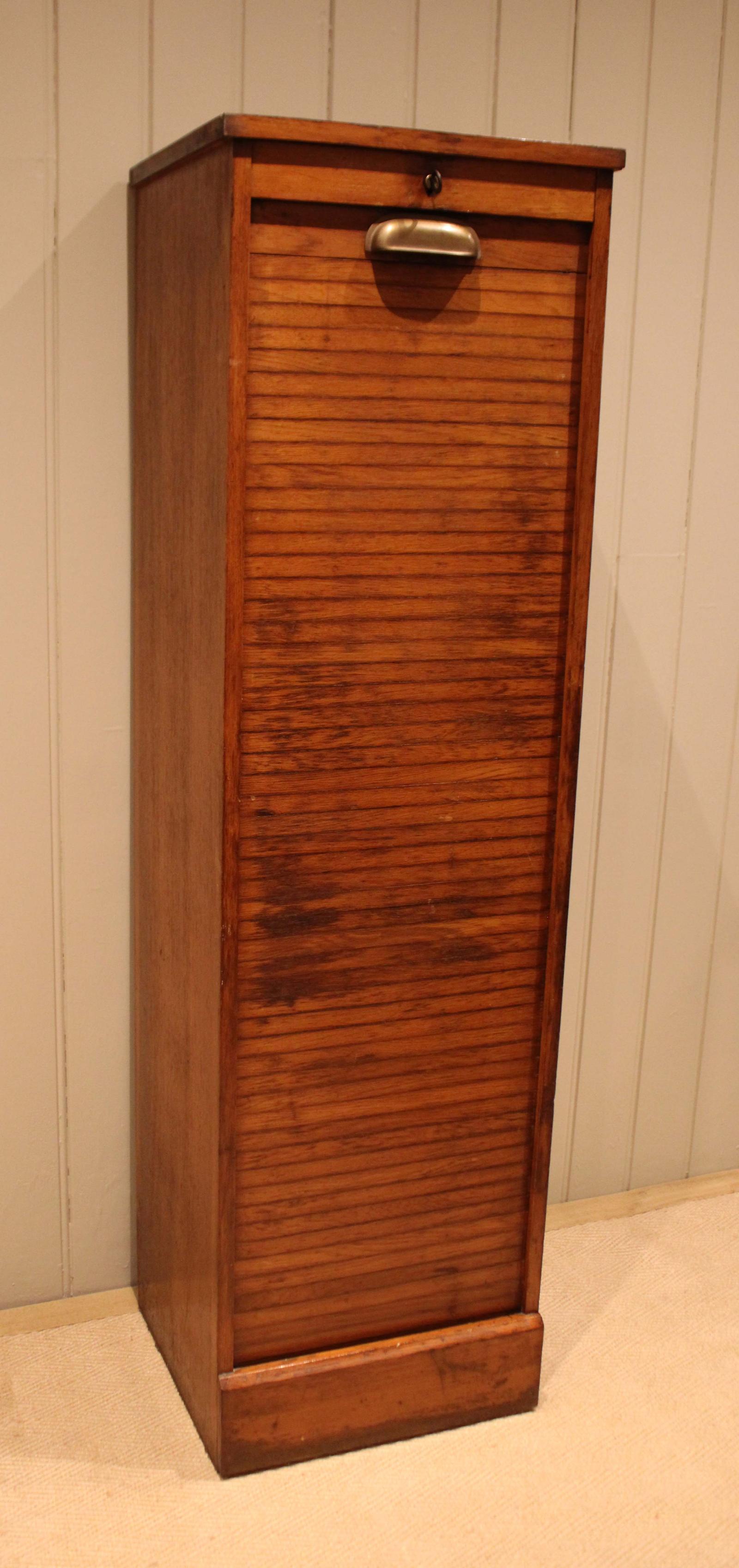 Single French Oak Tambour Front Filing Cabinet (1 of 13) Single French Oak Tambour Front Filing Cabinet (1 of 13)