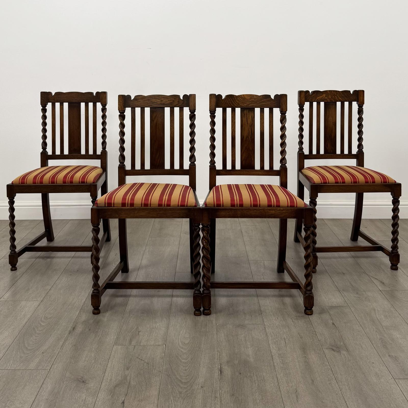 Antique 20th Century Set of 4 Barley Twist Dining Chairs in Oak (1 of 7) Antique 20th Century Set of 4 Barley Twist Dining Chairs in Oak (1 of 7)