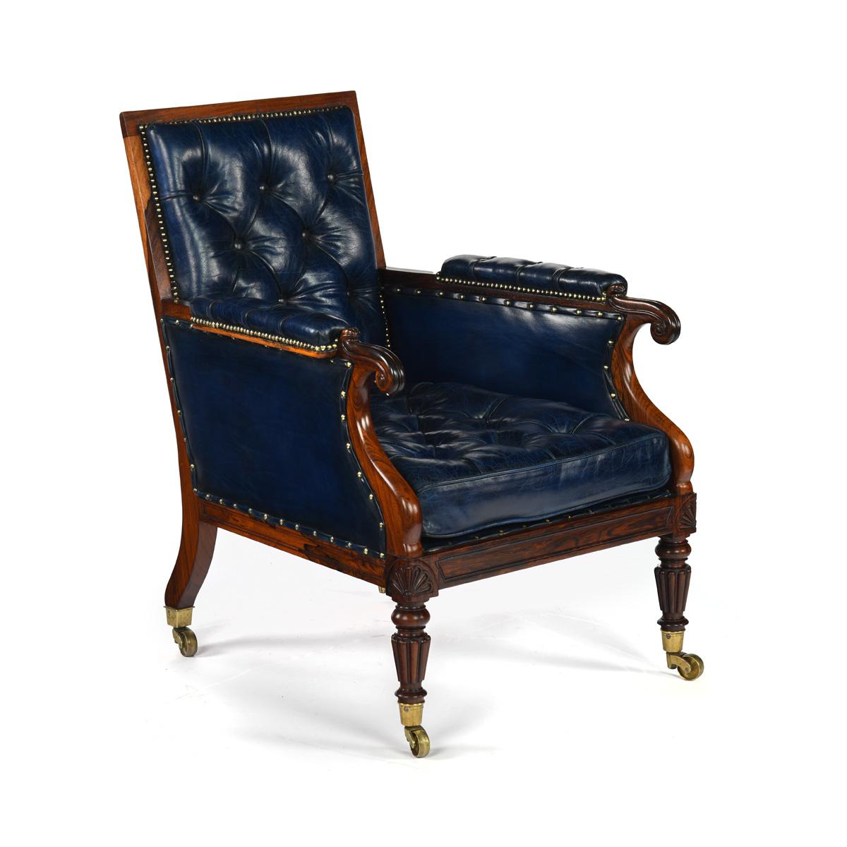 A Late Regency Rosewood Library Chair in the Manner of Gillow (1 of 9)