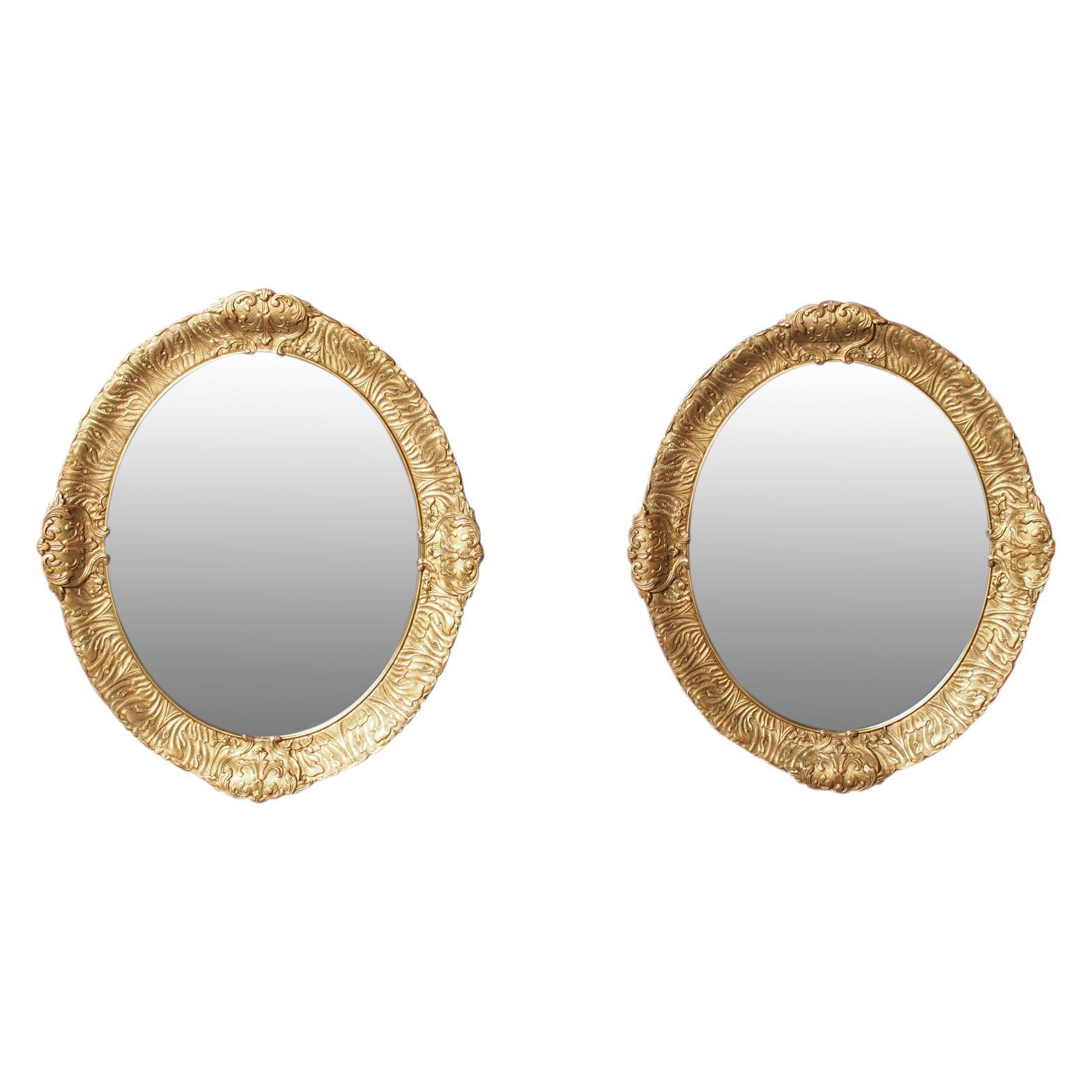 Victorian Pair of Carved Gesso & Gilded Oval Wall Mirrors (1 of 8) Victorian Pair of Carved Gesso & Gilded Oval Wall Mirrors (1 of 8)