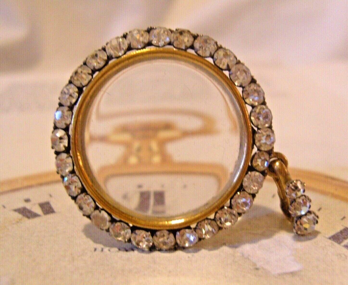 1830s Pocket Watch Chain Locket Fob Large Antique Gilt & Paste