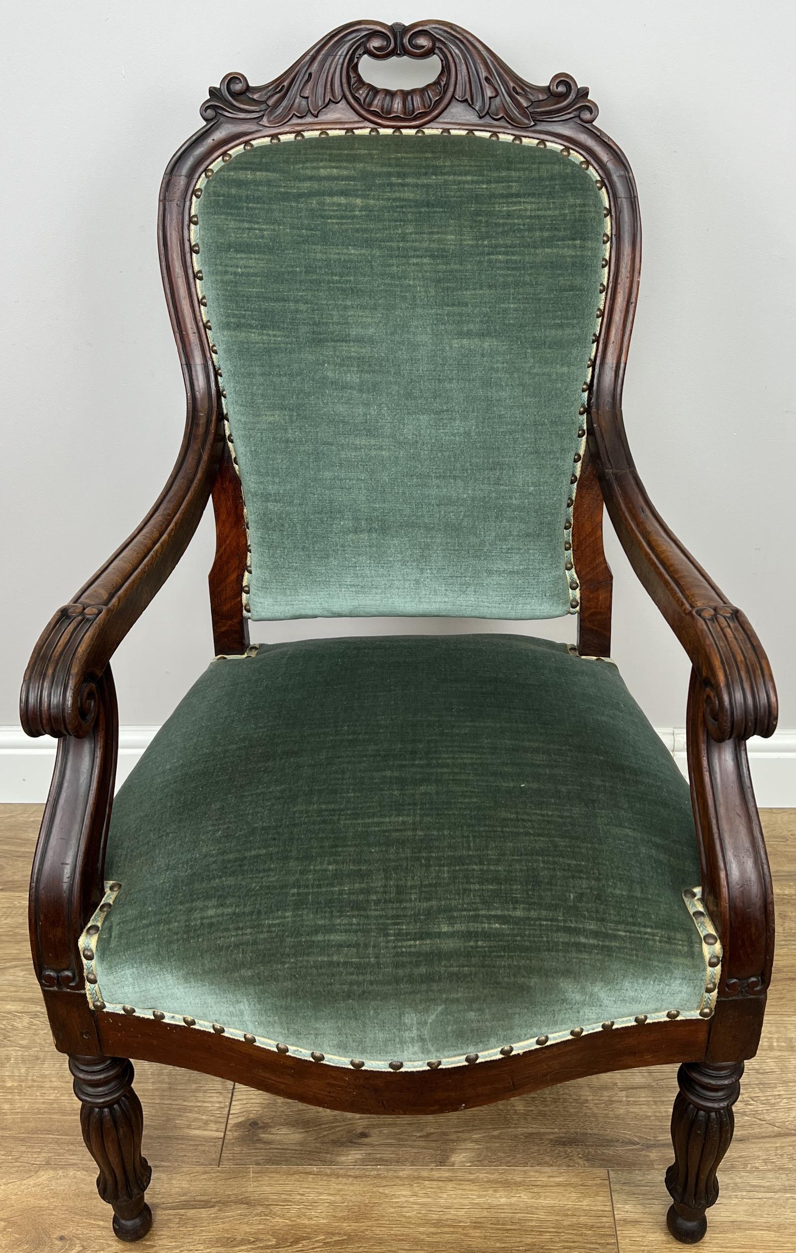 Armchair Antique French Walnut Upholstered Seat Chair (1 of 15) Armchair Antique French Walnut Upholstered Seat Chair (1 of 15)