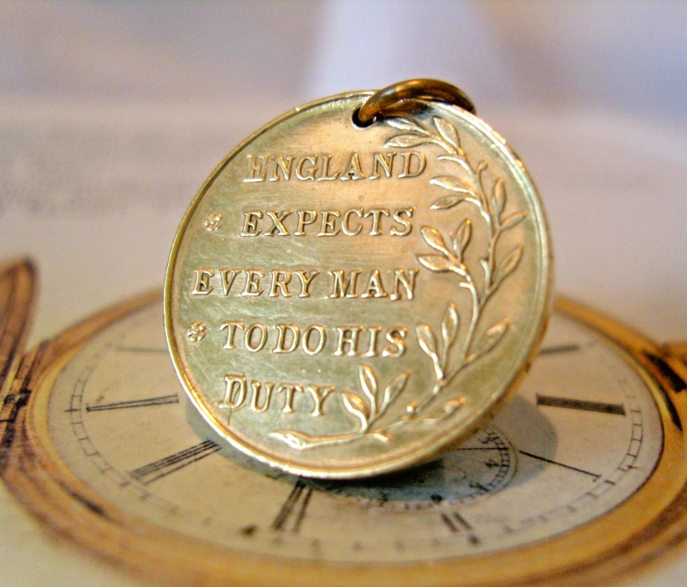 Pocket Watch Chain Fob 1914 Antique WW1 'England Expects Every Man To Do His Duty' (1 of 8) Pocket Watch Chain Fob 1914 Antique WW1 'England Expects Every Man To Do His Duty' (1 of 8)