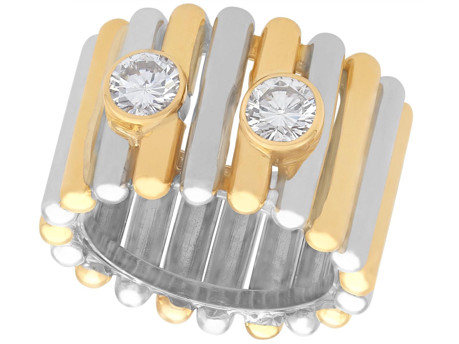 Vintage French 0.69ct Diamond & 18ct Yellow & White Gold Dress Ring c.1980 (1 of 13)