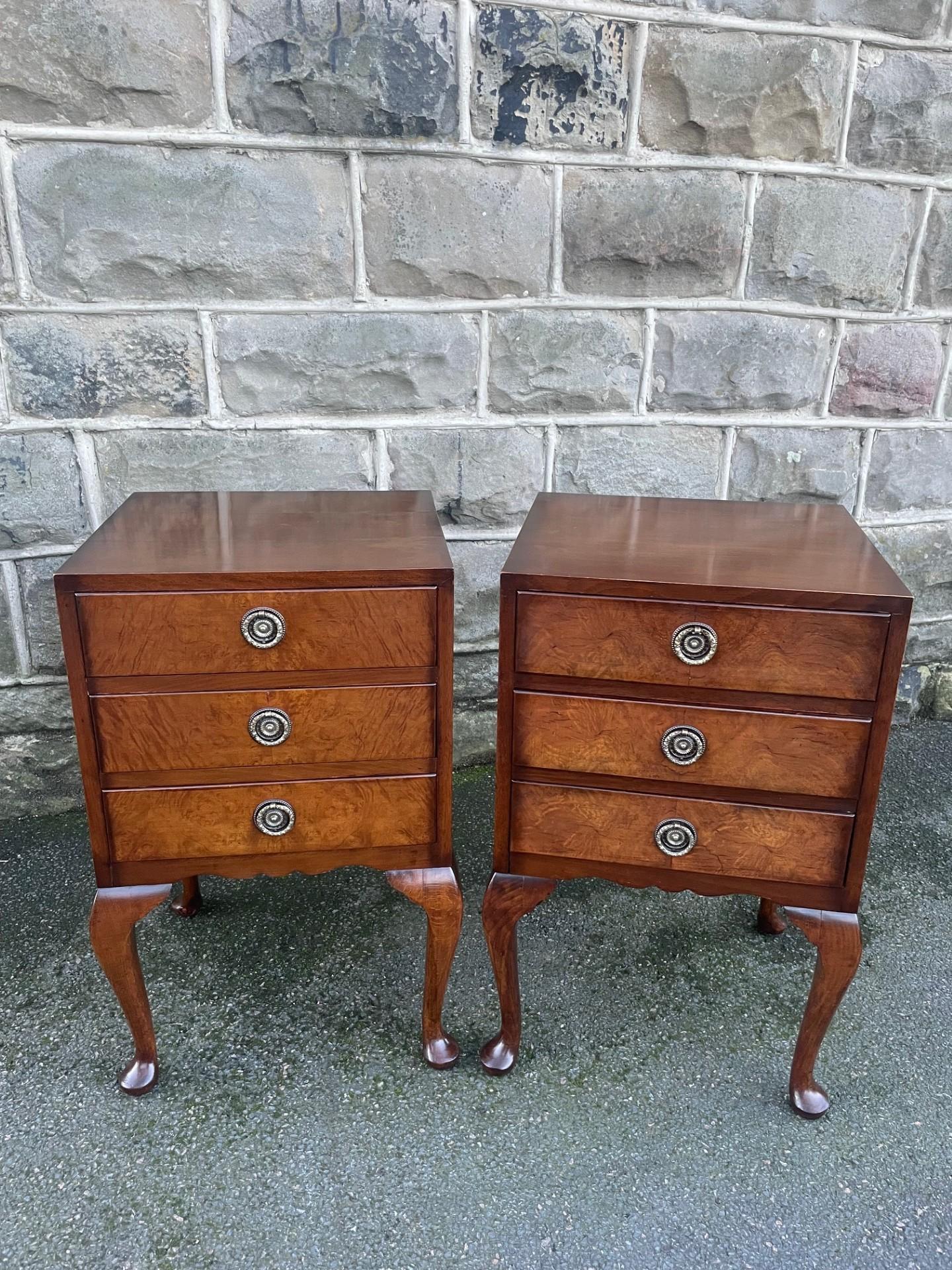 Pair of Antique Walnut 3 Drawer Bedside Chests (1 of 12) Pair of Antique Walnut 3 Drawer Bedside Chests (1 of 12)