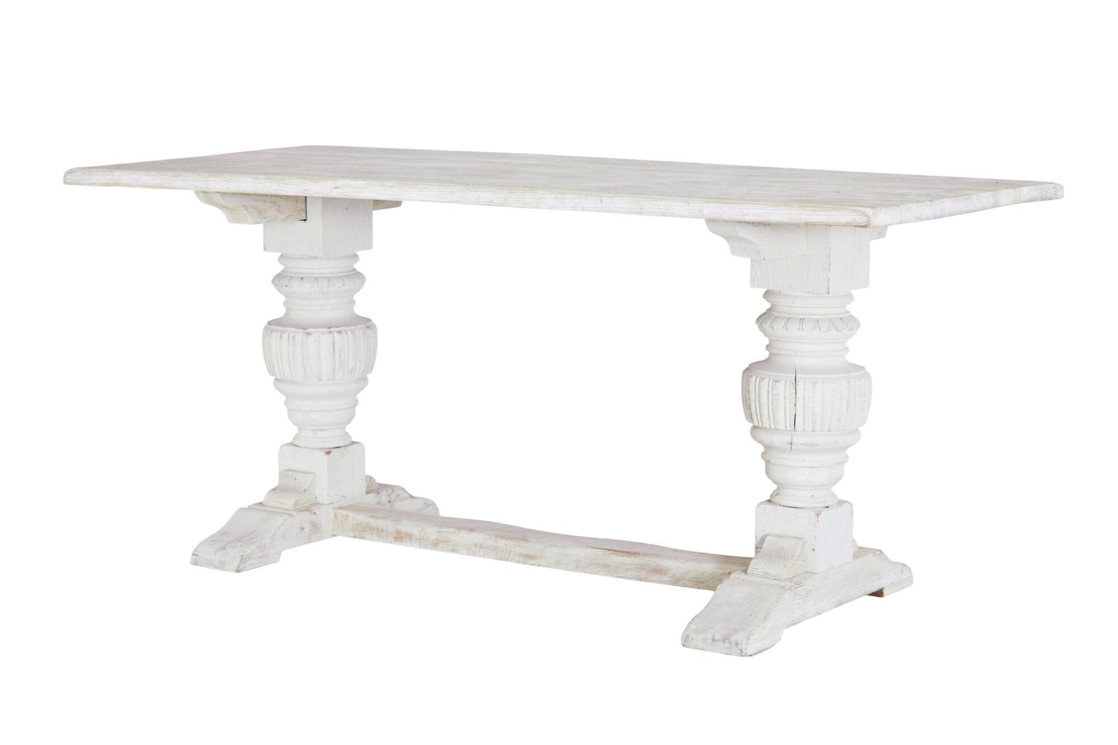 Limed Oak Baluster Support Dining Table (1 of 8)