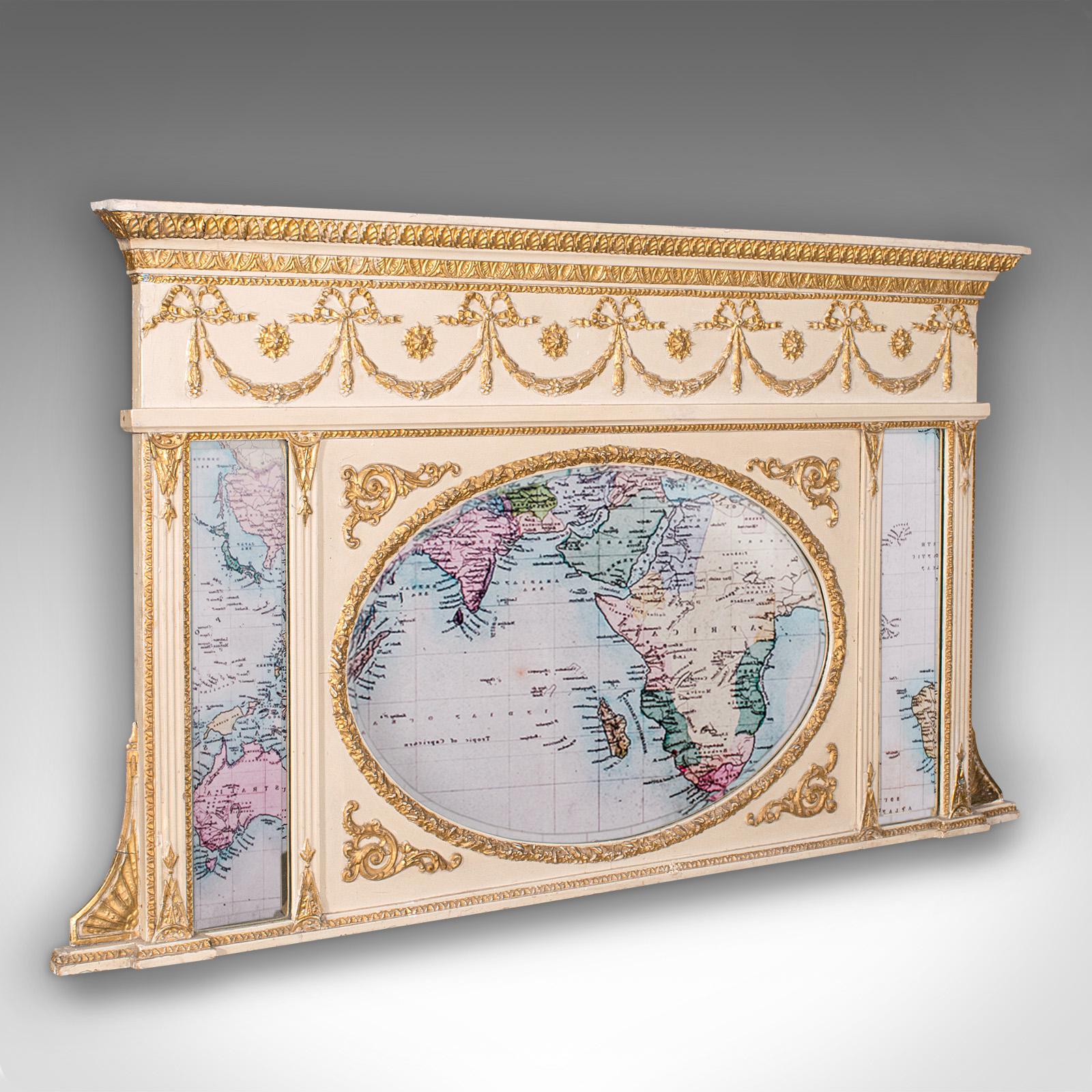 Antique Overmantle Mirror, Italian, Triptych, Fireplace, Late Victorian c.1900 (1 of 9)