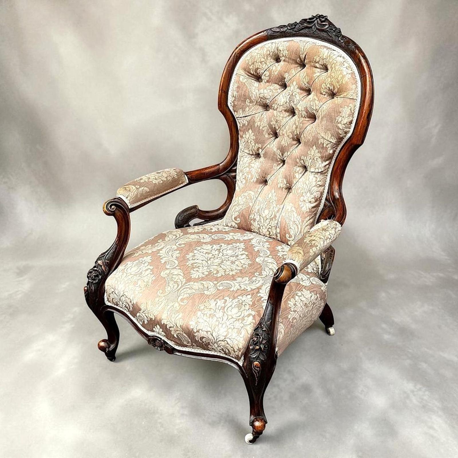 Victorian Walnut Open Armchair With Carved Decoration (1 of 15) Victorian Walnut Open Armchair With Carved Decoration (1 of 15)