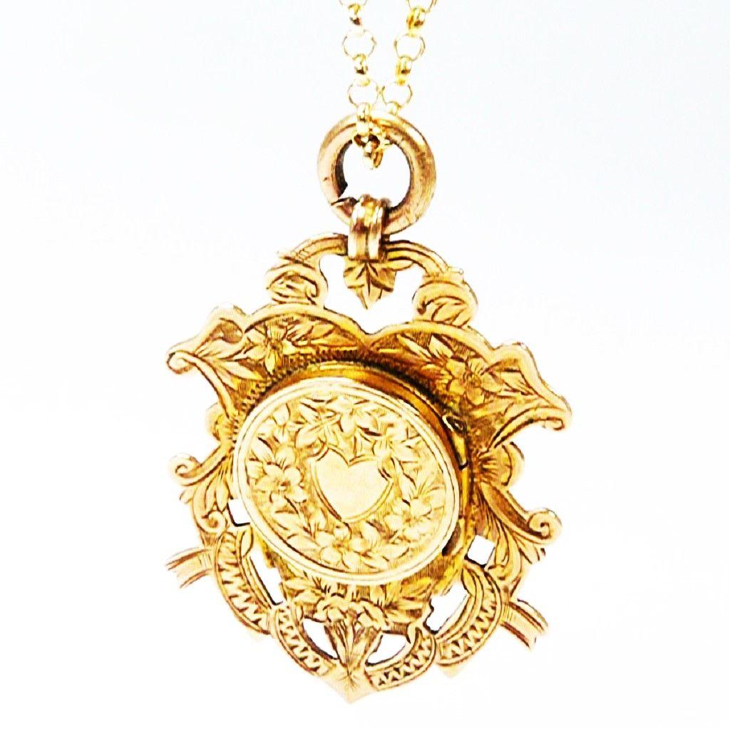 Solid Gold Antique Locket with 9ct Necklace 1904 (1 of 9)