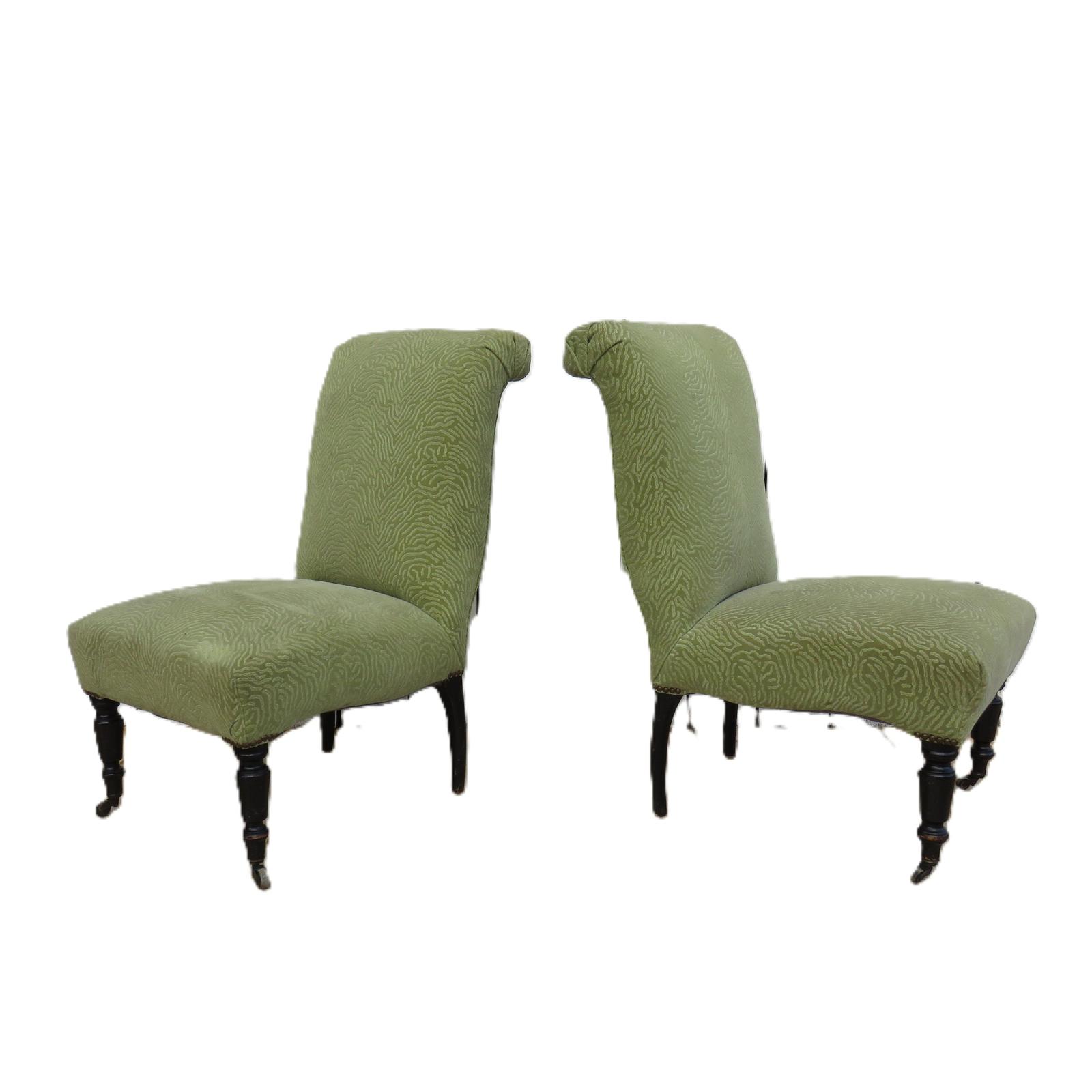 Pair of Antique Napoleon III Slipper Chairs (1 of 9) Pair of Antique Napoleon III Slipper Chairs (1 of 9)
