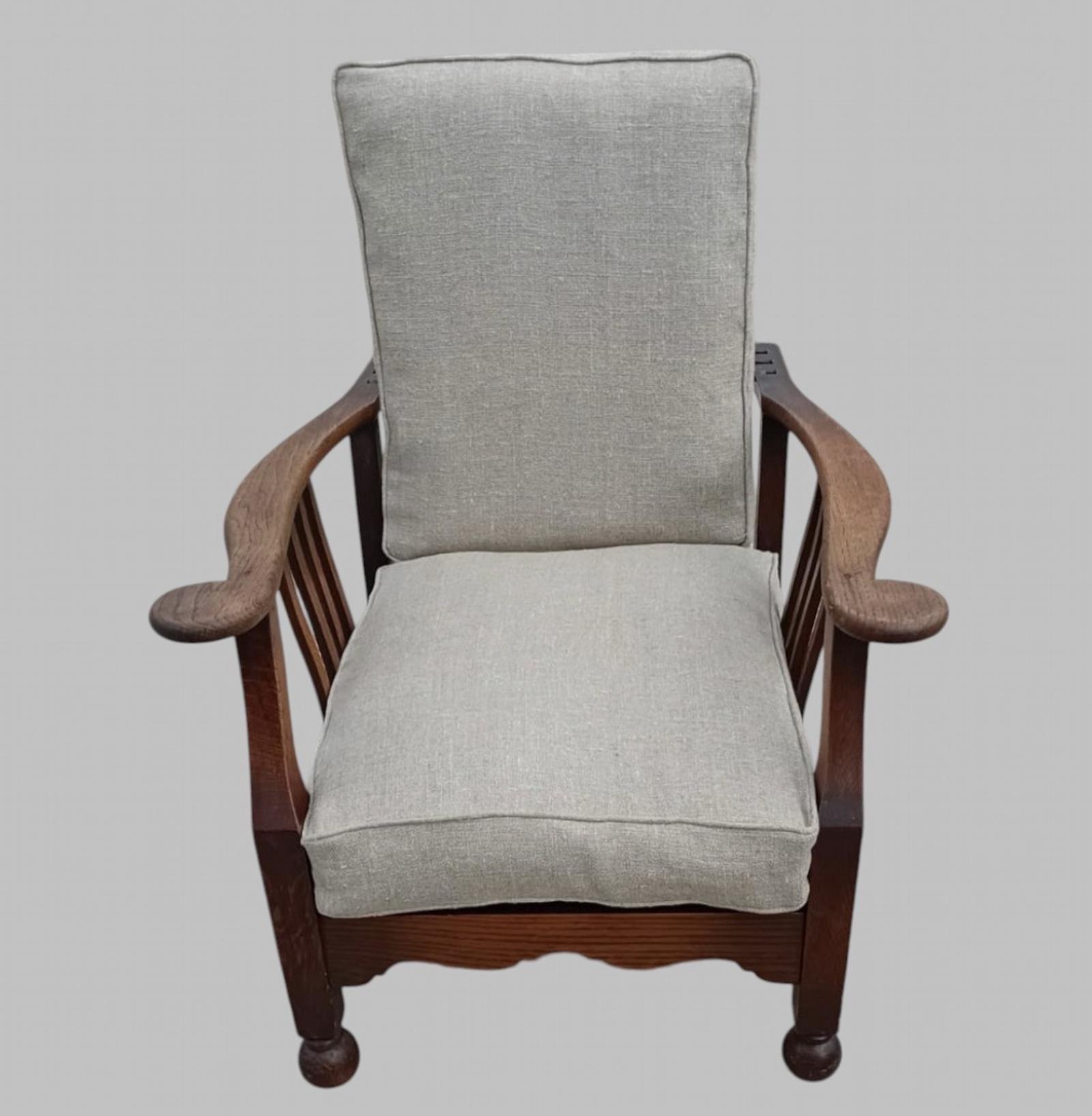 Early 20th Century Arts & Crafts Oak Reclining Armchair c.1900–1920 (1 of 7) Early 20th Century Arts & Crafts Oak Reclining Armchair c.1900–1920 (1 of 7)