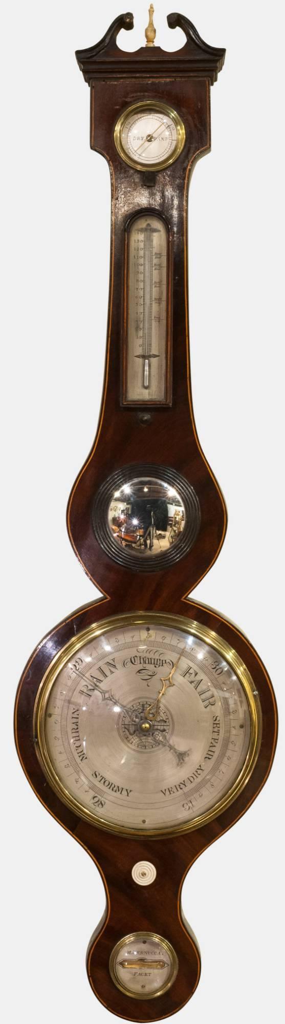 Mahogany & Boxwood Inlaid Banjo Barometer (1 of 1) Mahogany & Boxwood Inlaid Banjo Barometer (1 of 1)