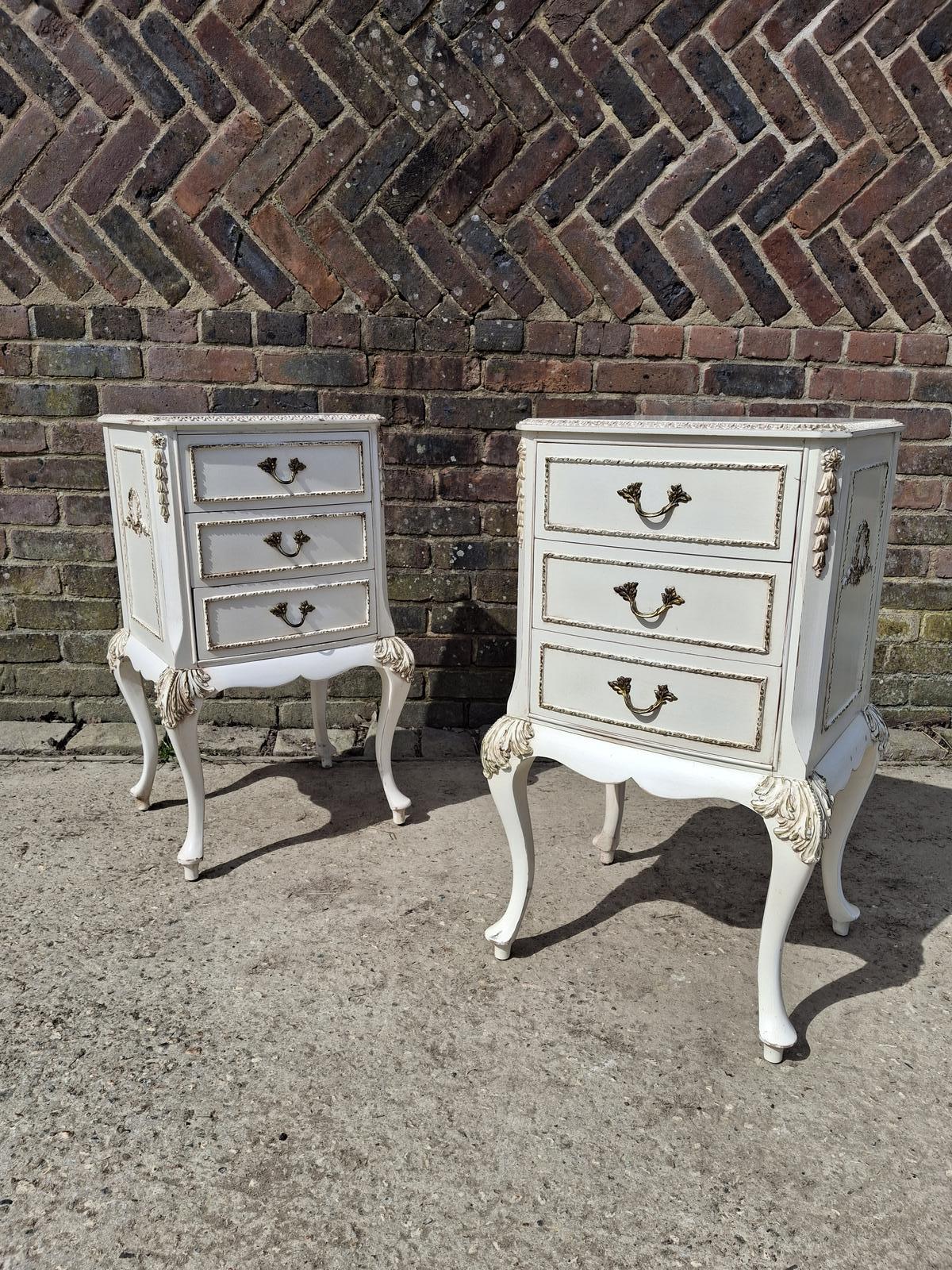 Pair of French Bedside Tables Louis XV Style Shabby Chic Cream Painted Cabinets (1 of 18) Pair of French Bedside Tables Louis XV Style Shabby Chic Cream Painted Cabinets (1 of 18)