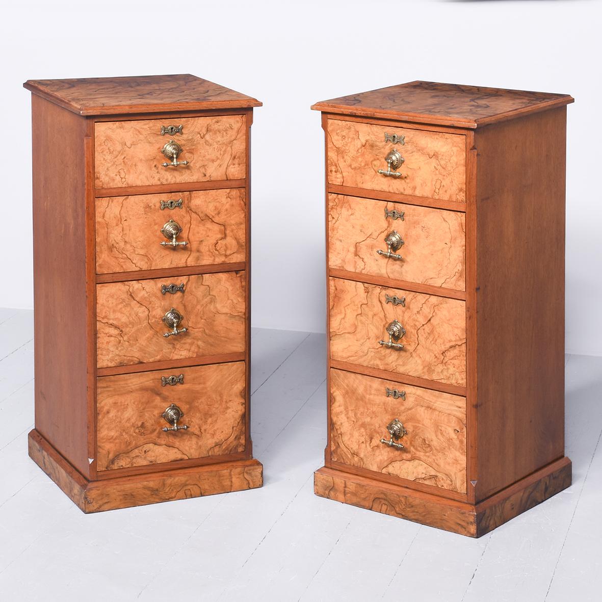 Pair of Figured Walnut Neat-sized Victorian Chests of Drawers (1 of 7) Pair of Figured Walnut Neat-sized Victorian Chests of Drawers (1 of 7)
