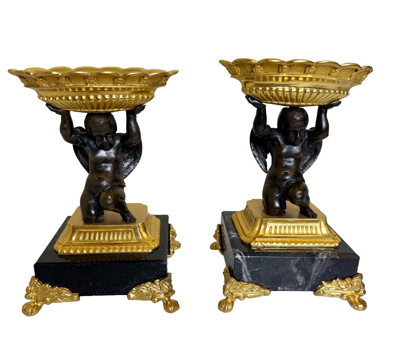 Pair of 19th Century Gilt Bronze & Marble Tazzas (1 of 8) Pair of 19th Century Gilt Bronze & Marble Tazzas (1 of 8)