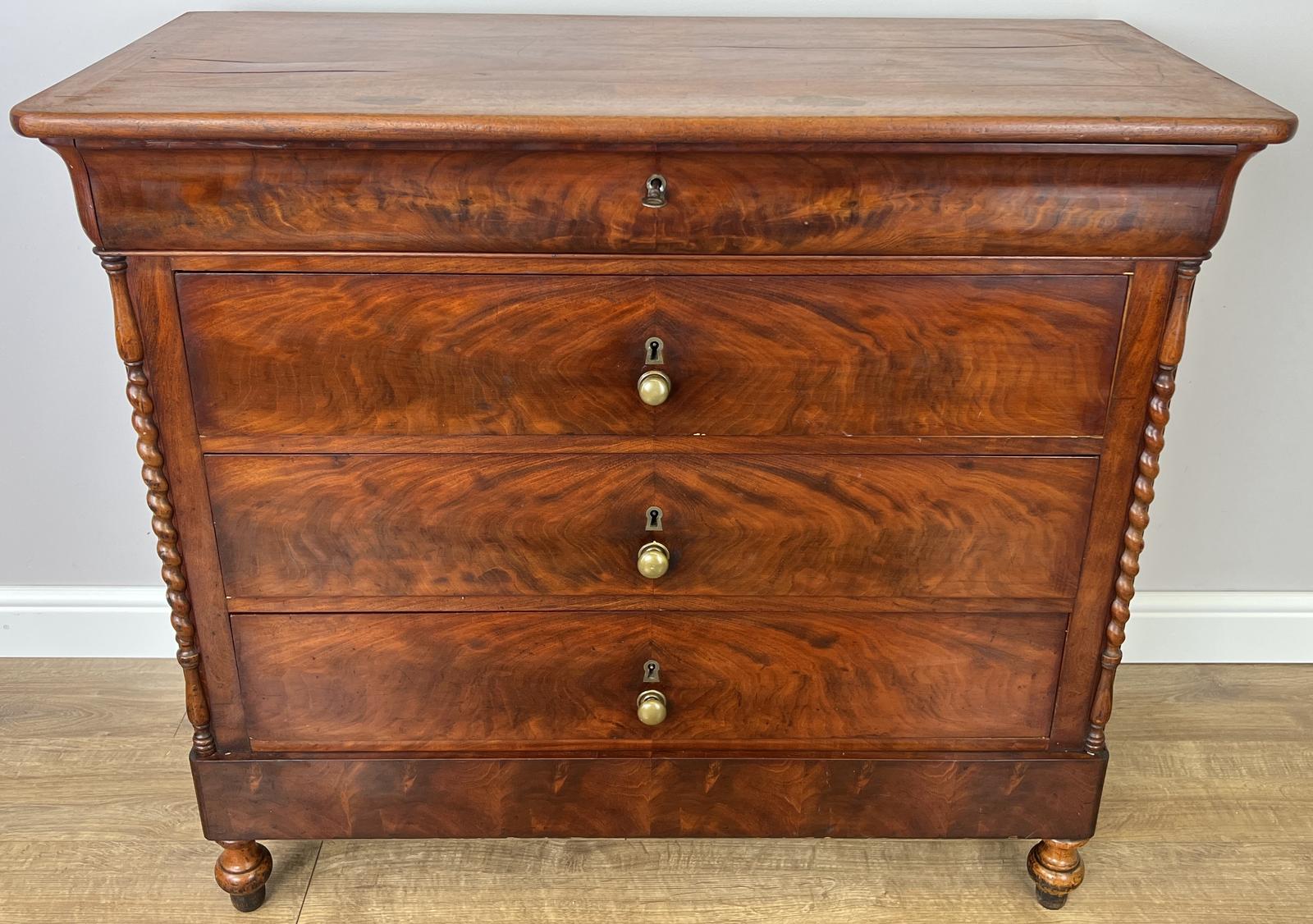 Chest of Drawers Antique French Burr Walnut 4 Drawers Carved Cabinet (1 of 14) Chest of Drawers Antique French Burr Walnut 4 Drawers Carved Cabinet (1 of 14)