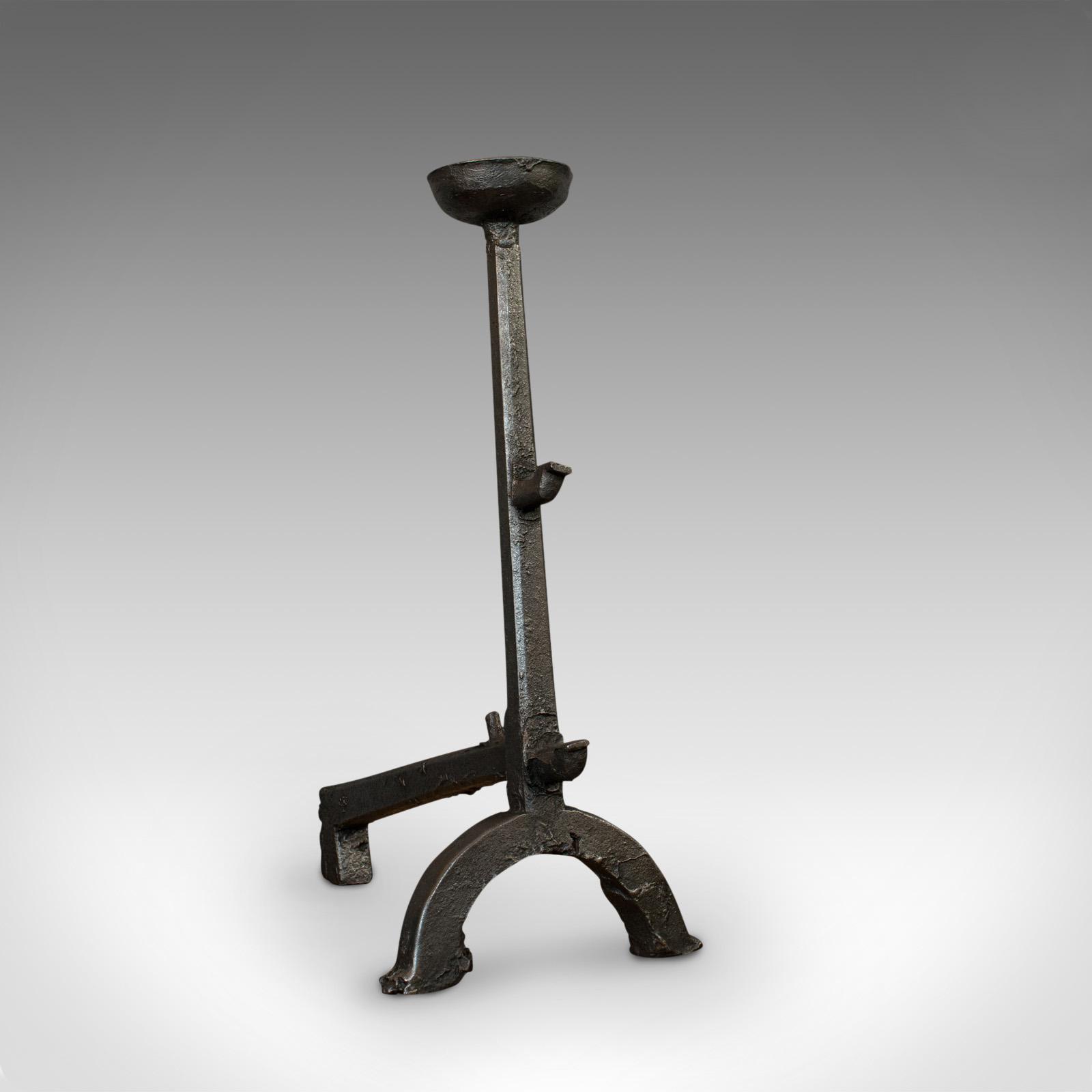 Large, Antique Decorative Andiron, Iron, Fireside, Firedog, Candle, Georgian (1 of 10)