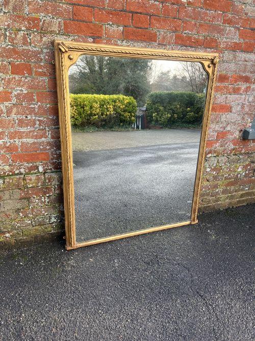 Superb Large Antique English 19th Century Carved Wood & Gesso Gilt Rope Twist Framed Overmantle Mirror (1 of 8)