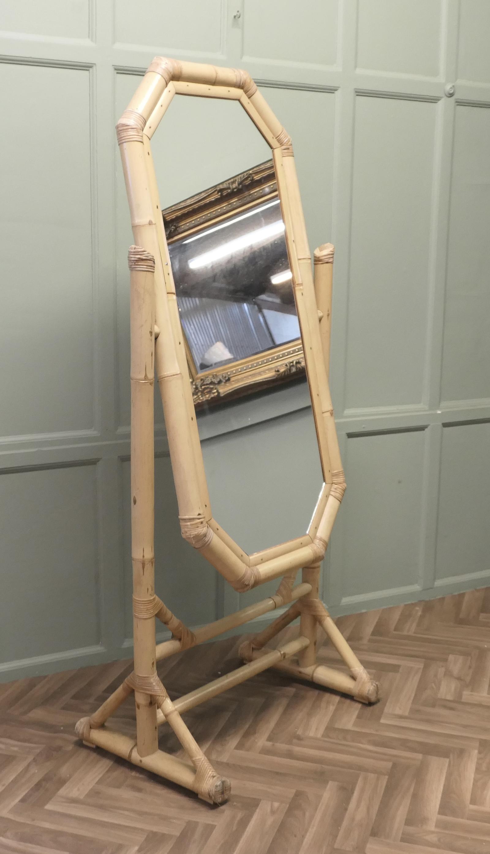 Art Deco Giant Bamboo Cheval Mirror (1 of 5)