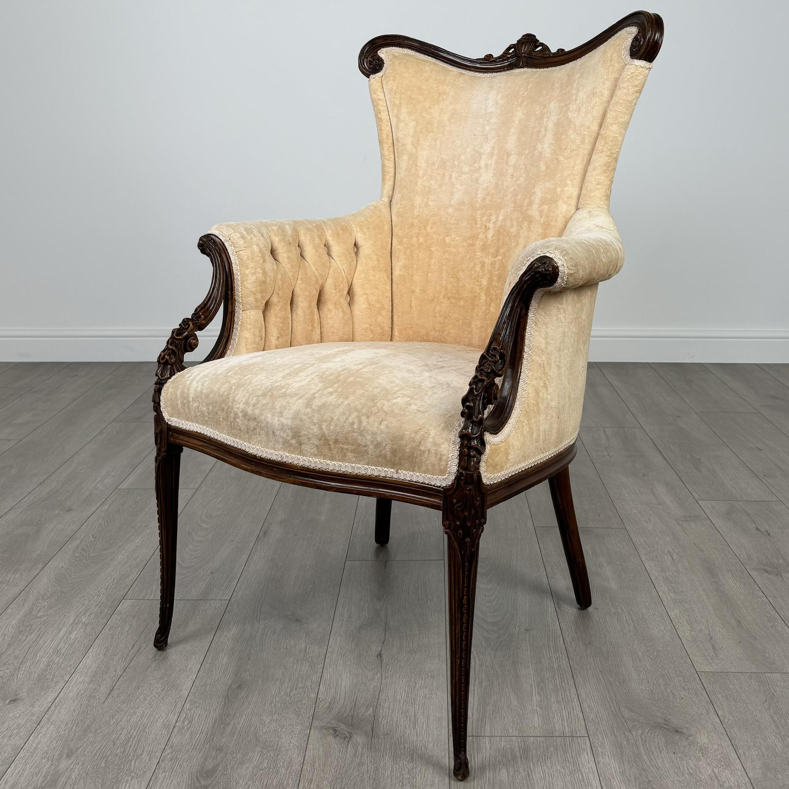 Antique 20th Century Ornate French Armchair in Mahogany (1 of 12)