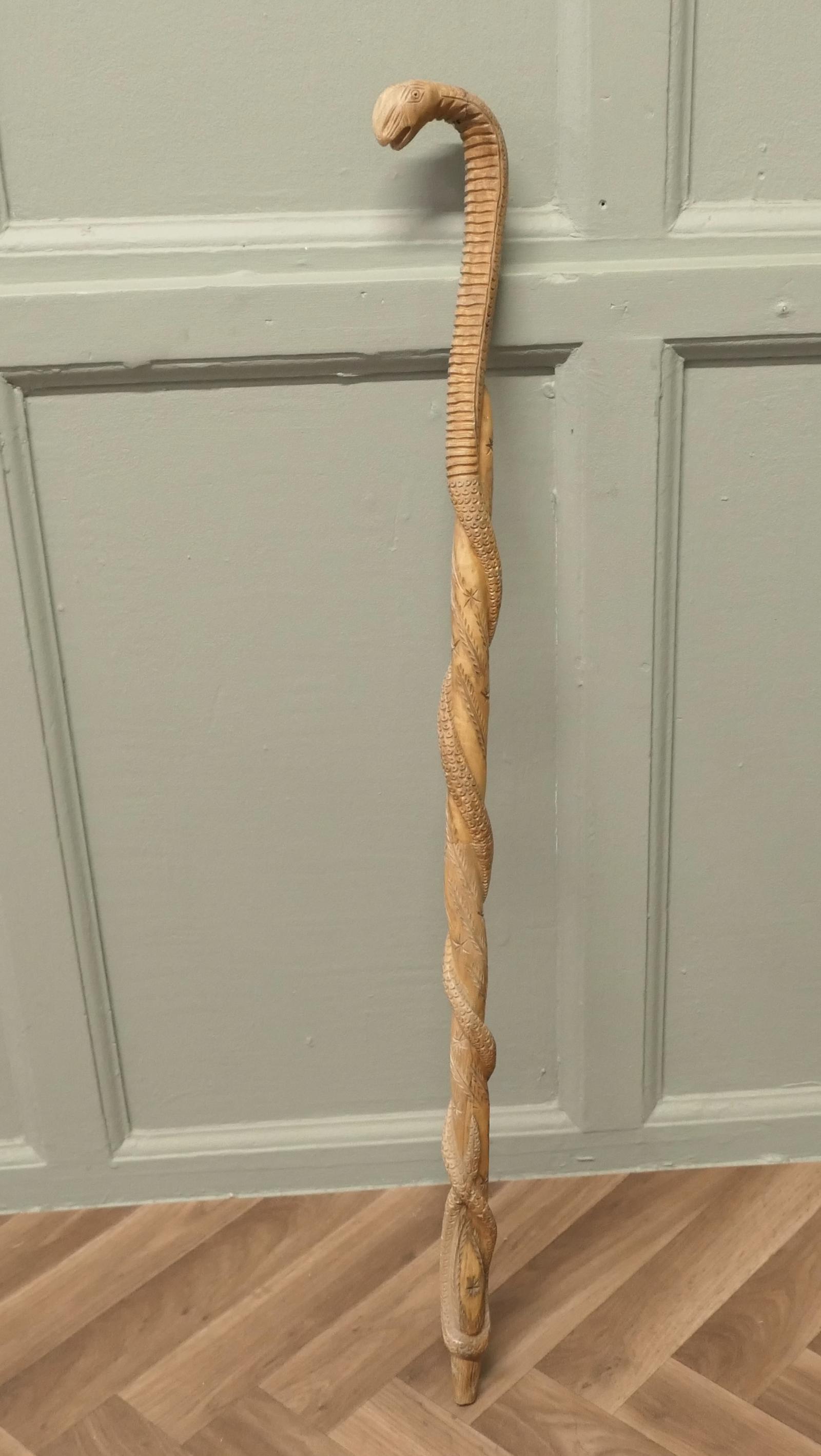 Hand Carved Wooden Cobra Walking Stick (1 of 6)