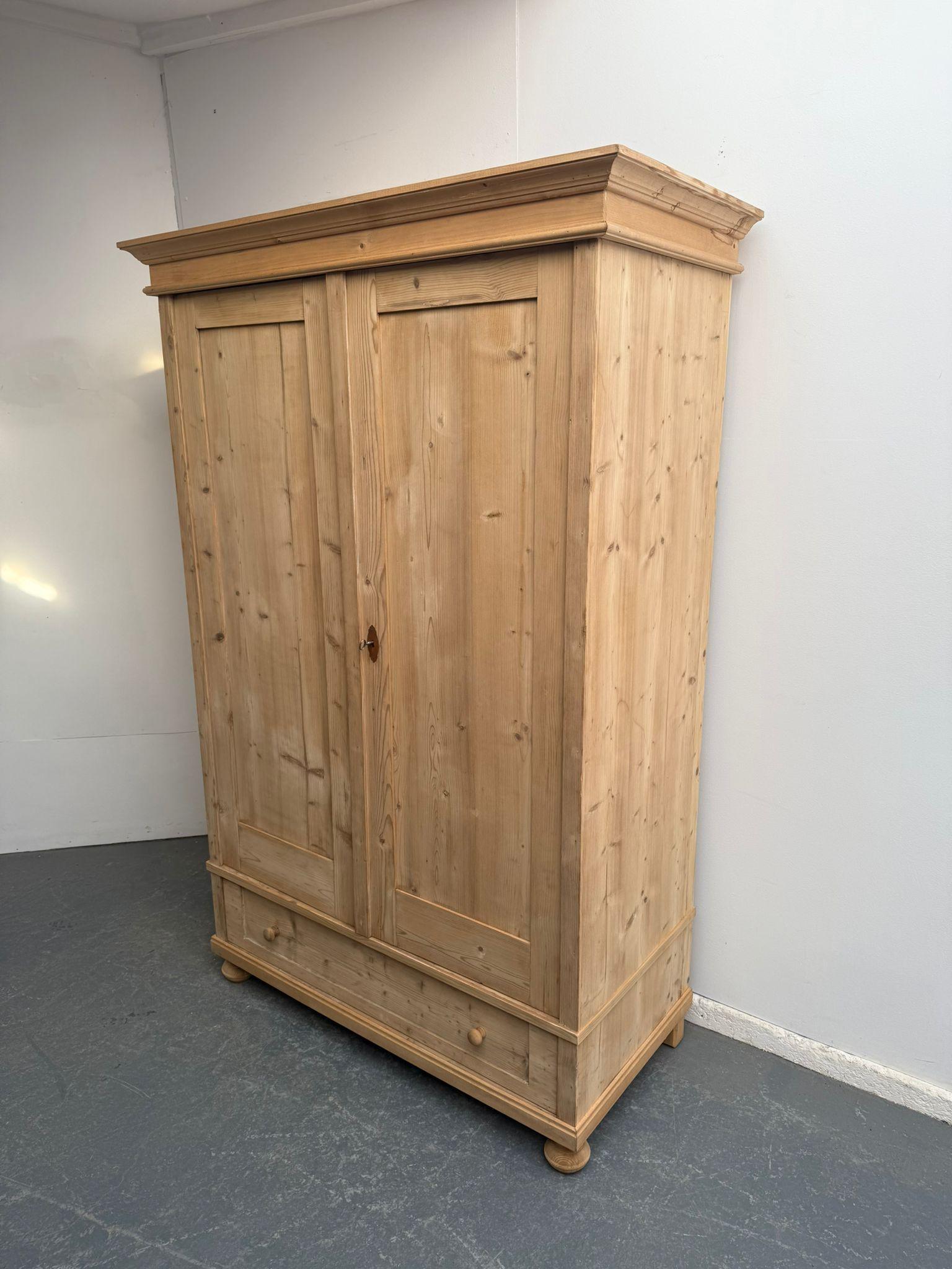 A Superb Plain Antique / Old Pine 2 Door Knockdown Wardrobe to Wax/paint (1 of 10)