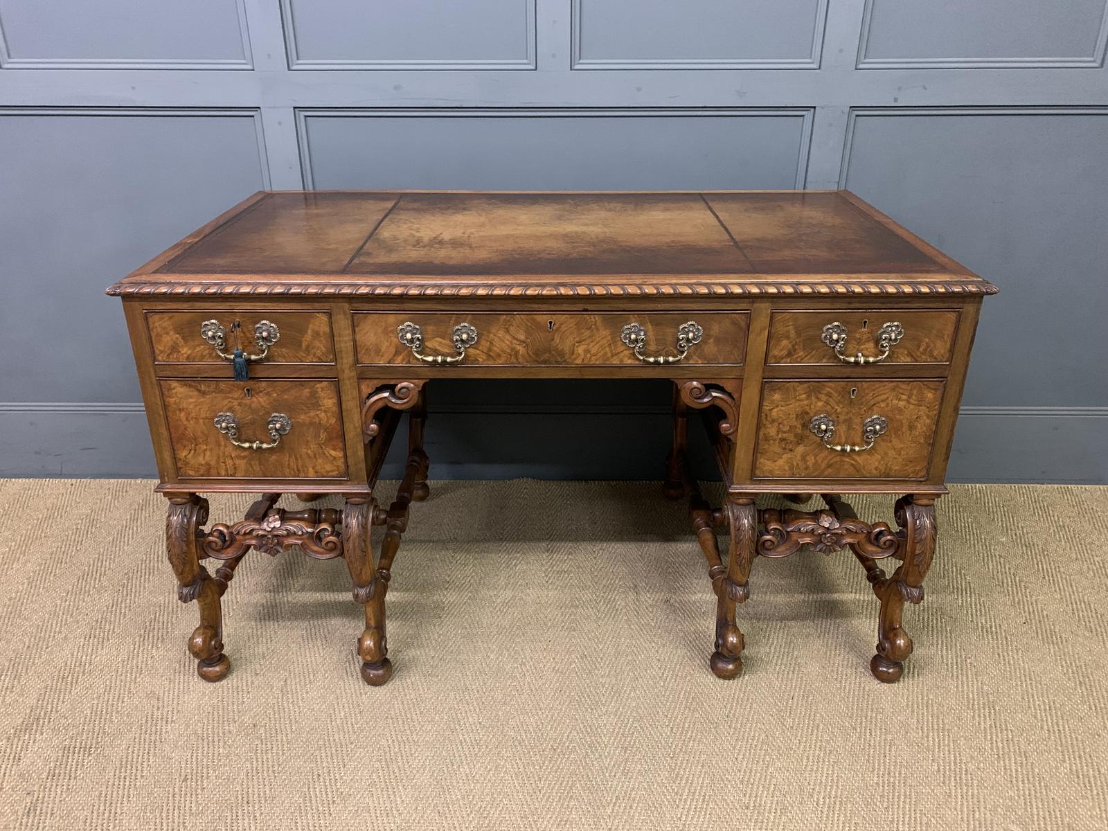 Burr Walnut Queen Anne Style Writing Desk (1 of 16)
