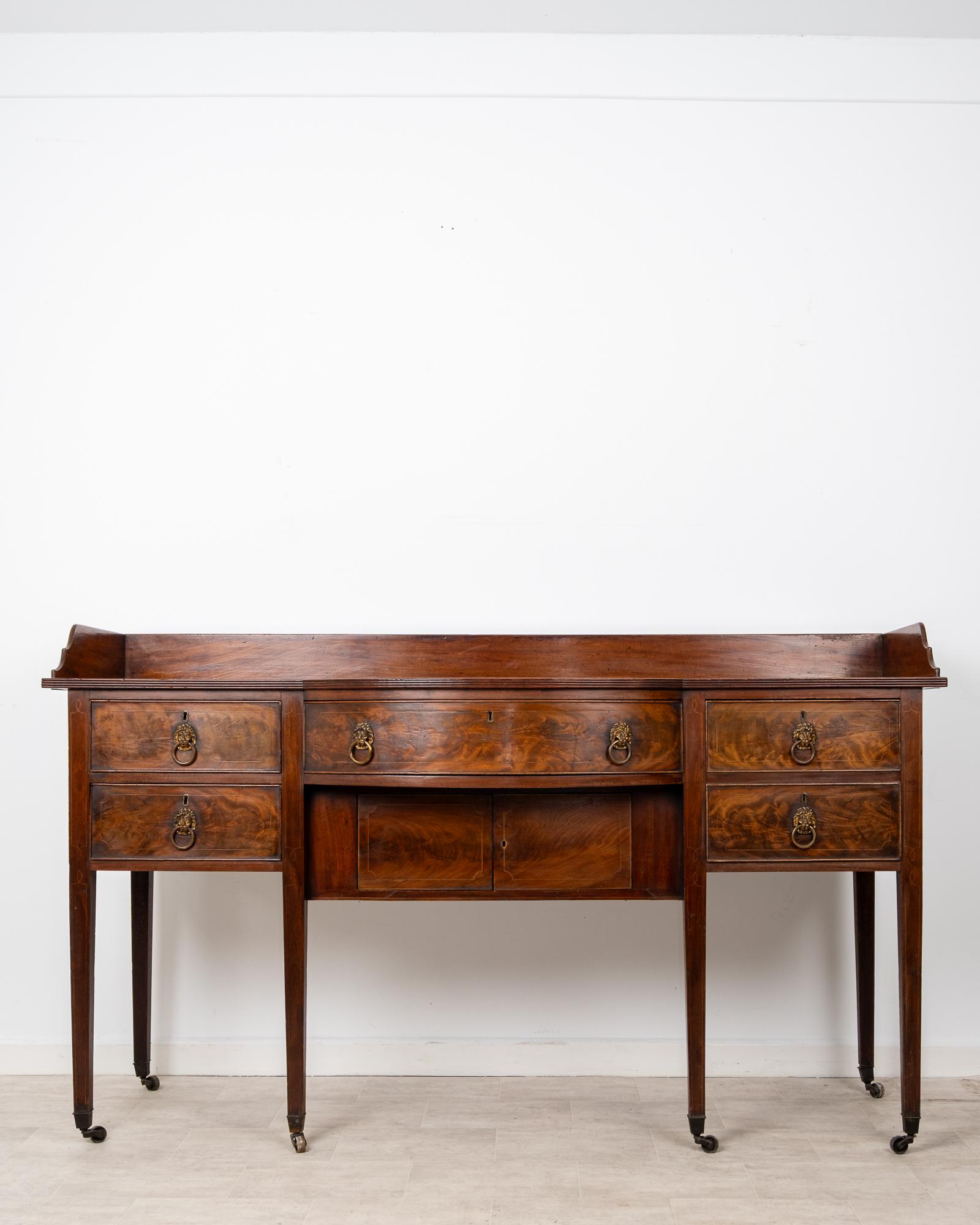Antique Georgian Flame Mahogany Sideboard Server With Gallery Back c.1820 (1 of 9) Antique Georgian Flame Mahogany Sideboard Server With Gallery Back c.1820 (1 of 9)