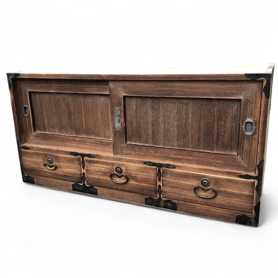 Vintage Japanese Low Tansu Cabinet with Sliding Doors (1 of 16)