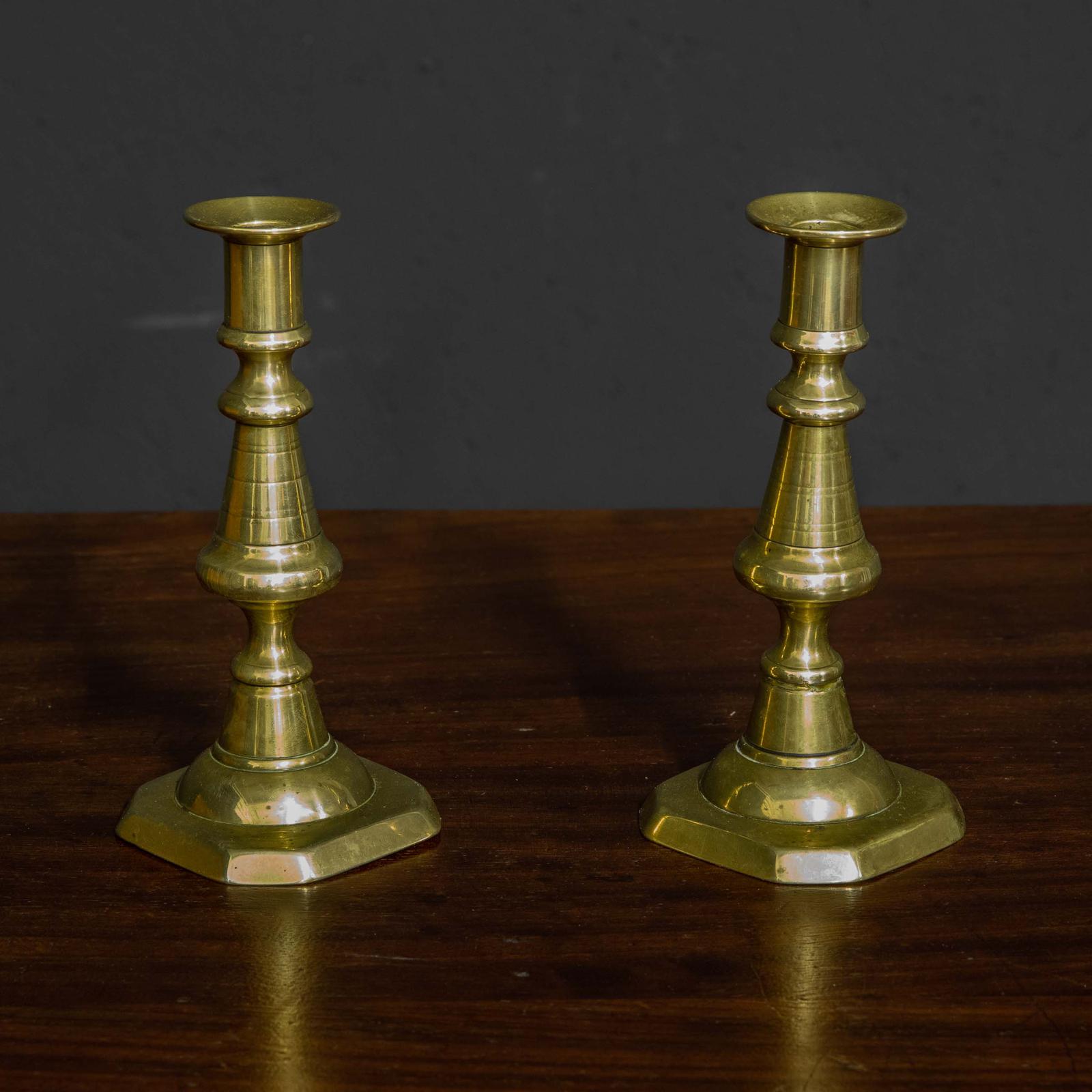 Small Victorian Brass Candlesticks (1 of 7)