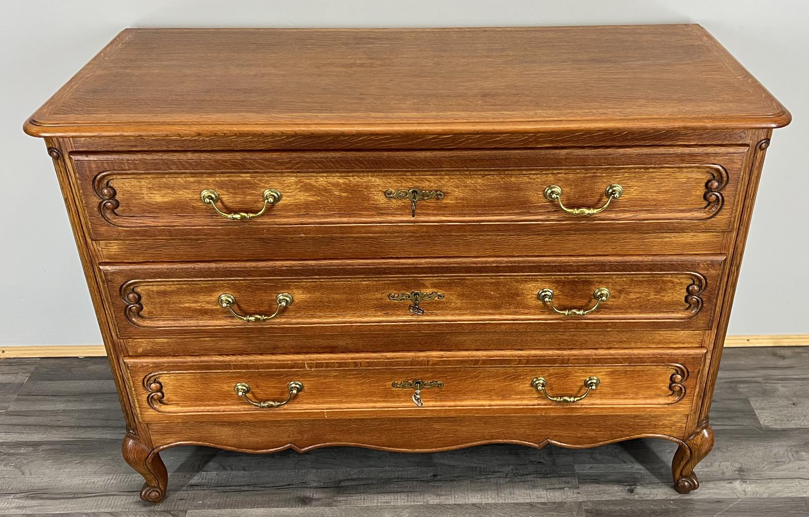 Vintage French Oak Chest of Drawers Tallboy Cabinet (1 of 11)