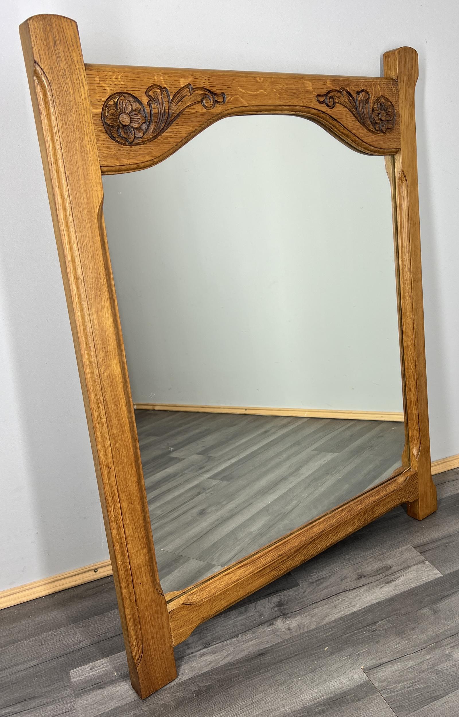 Vintage French Style Carved Oak Wall Mirror Ornate Wall Frame (1 of 8)