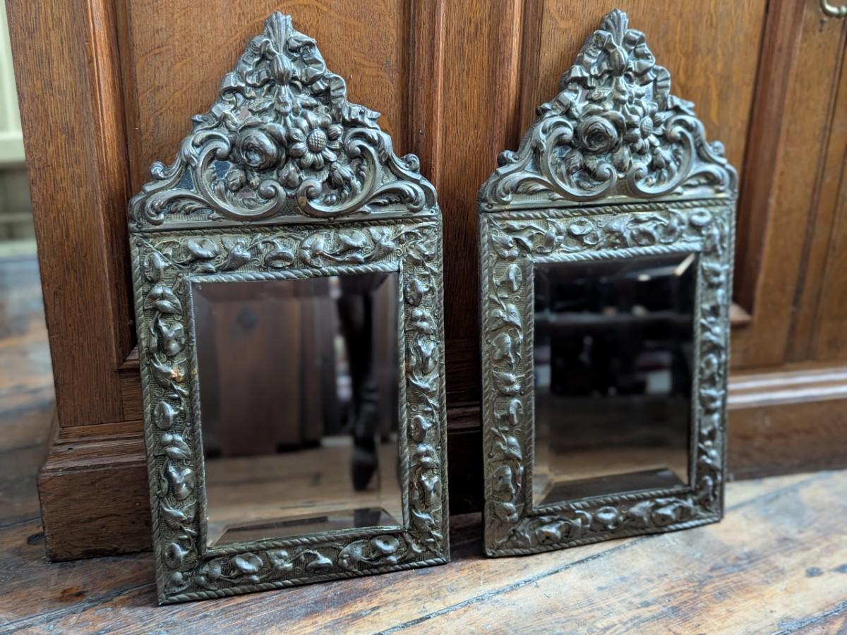 Pair of 19th Century Brass Framed Mirrors (1 of 3) Pair of 19th Century Brass Framed Mirrors (1 of 3)