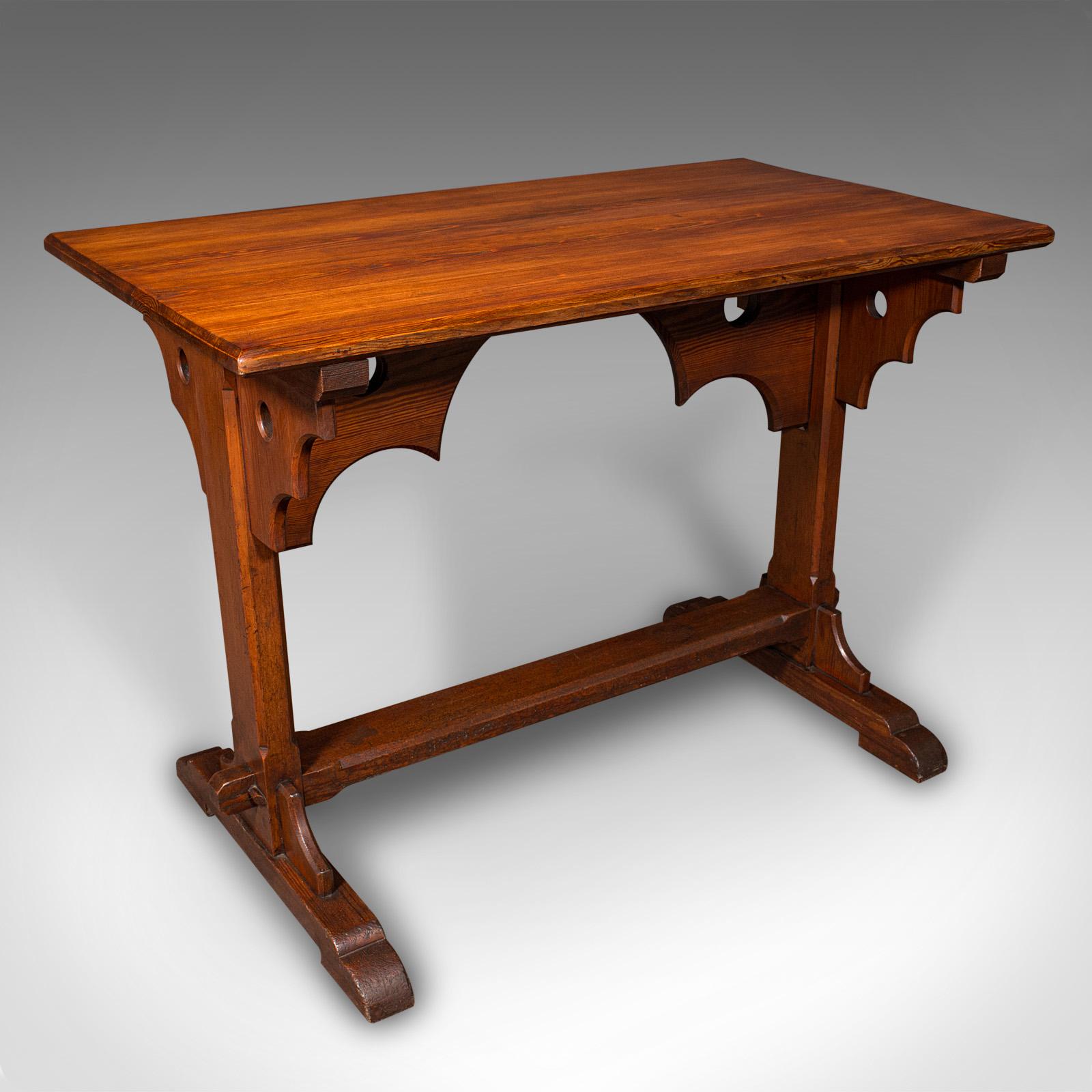 Antique Hall Table, Victorian, Pitch Pine, Kitchen, Ecclesiastical c.1870 (1 of 10)