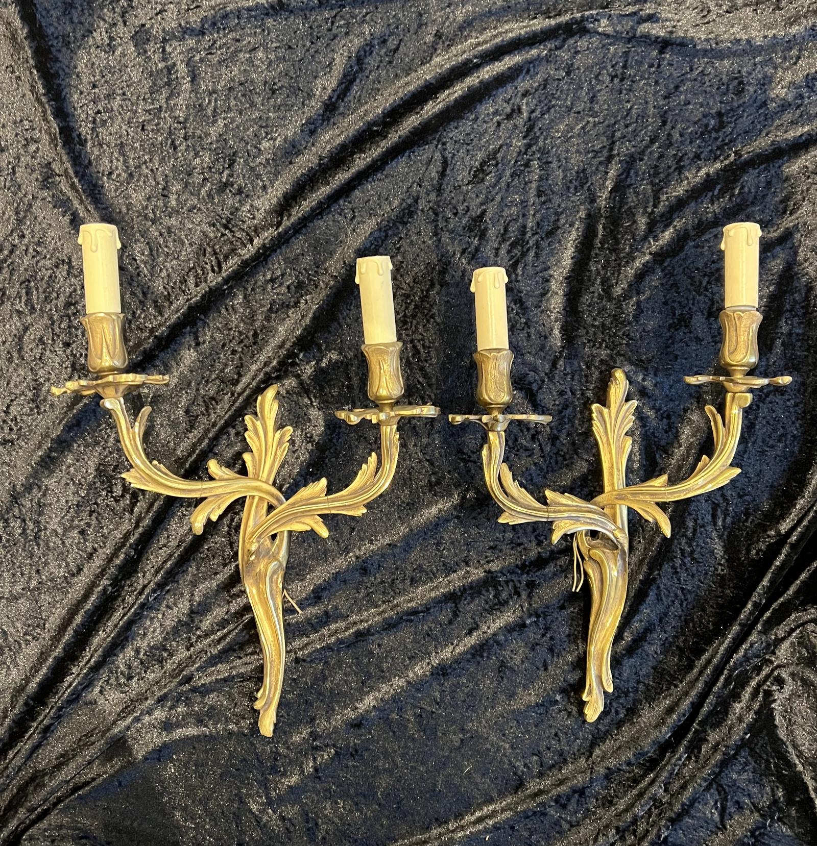 Pair of French Brass Antique Wall Scones (1 of 9)