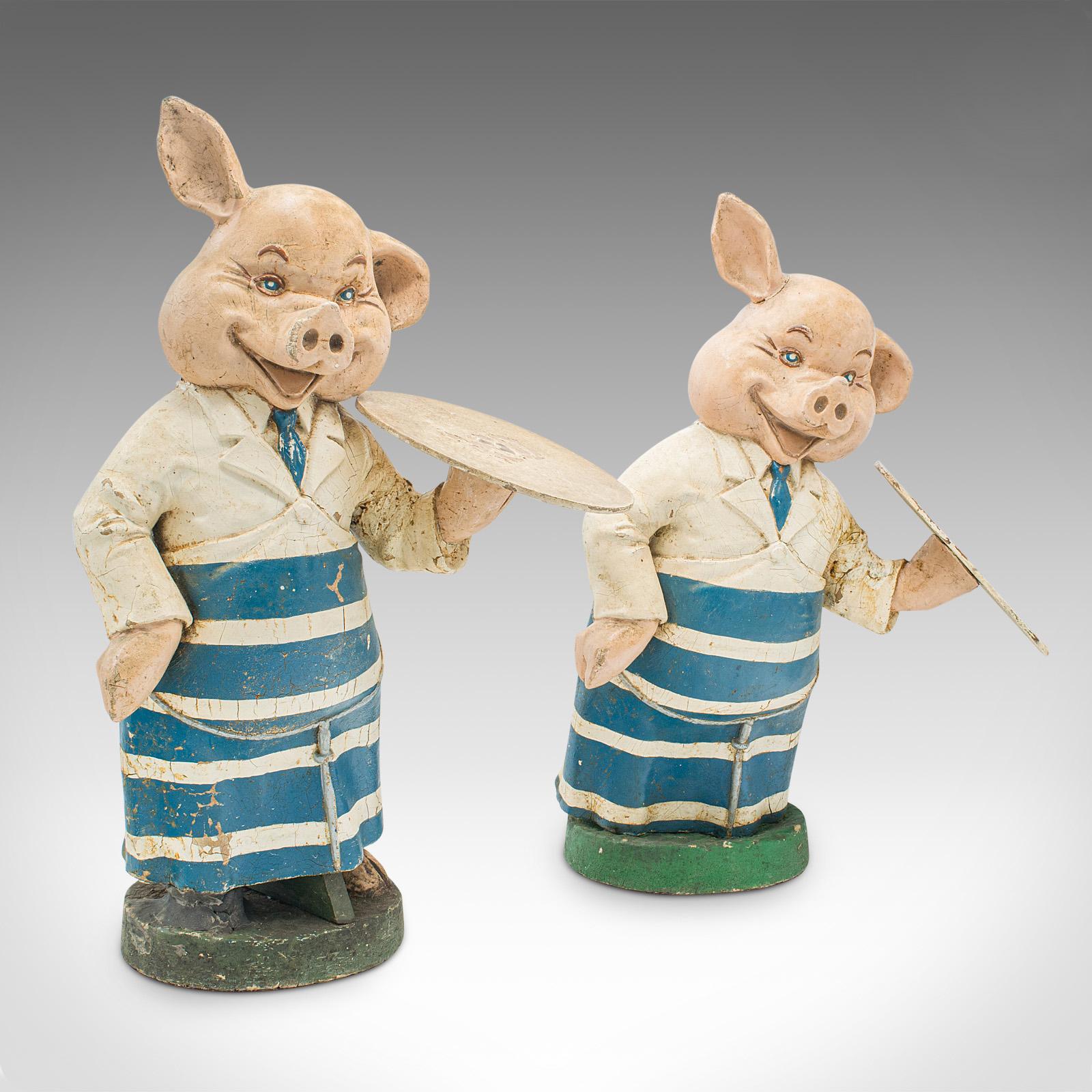 Pair of Antique Butchery Pigs, English, Plaster, Shop Display Figure, Edwardian (1 of 12)