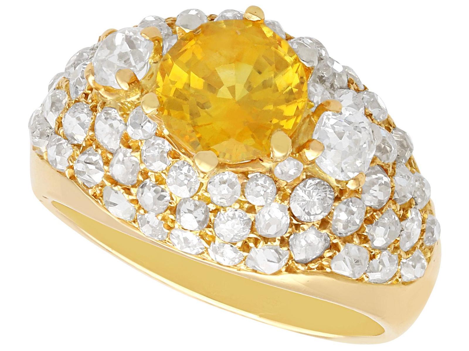 1.79ct Yellow Sapphire and 1.42ct Diamond, 18 ct Yellow Gold Ring - Antique Circa 1935 (1 of 12) 1.79ct Yellow Sapphire and 1.42ct Diamond, 18 ct Yellow Gold Ring - Antique Circa 1935 (1 of 12)