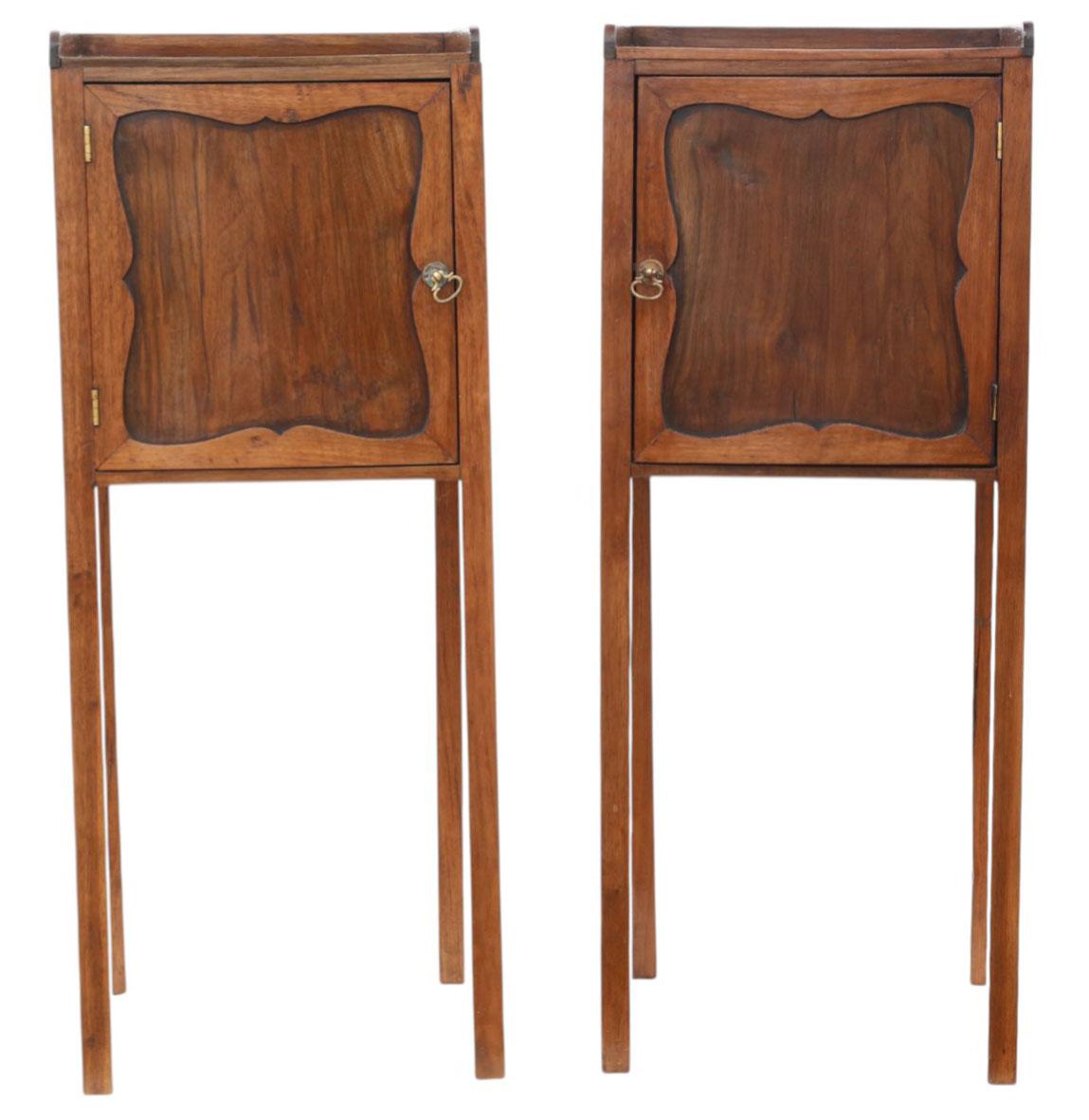 Antique 19th Century Walnut Pair of Tray-top Bedside Tables – Fine Quality Nightstands (1 of 8)