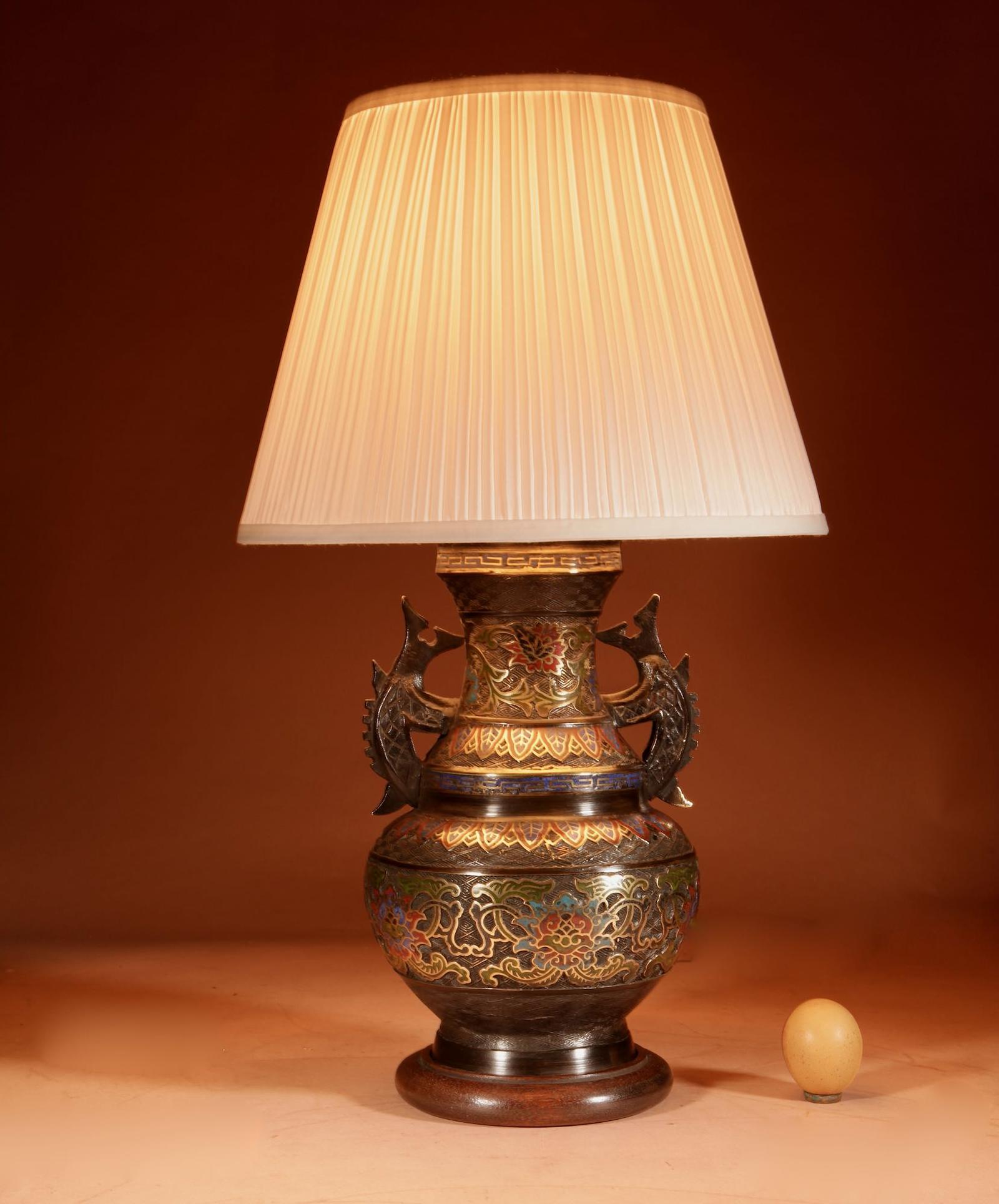 Decorative Champlevé Japanese Bronze Table Lamp (1 of 8) Decorative Champlevé Japanese Bronze Table Lamp (1 of 8)