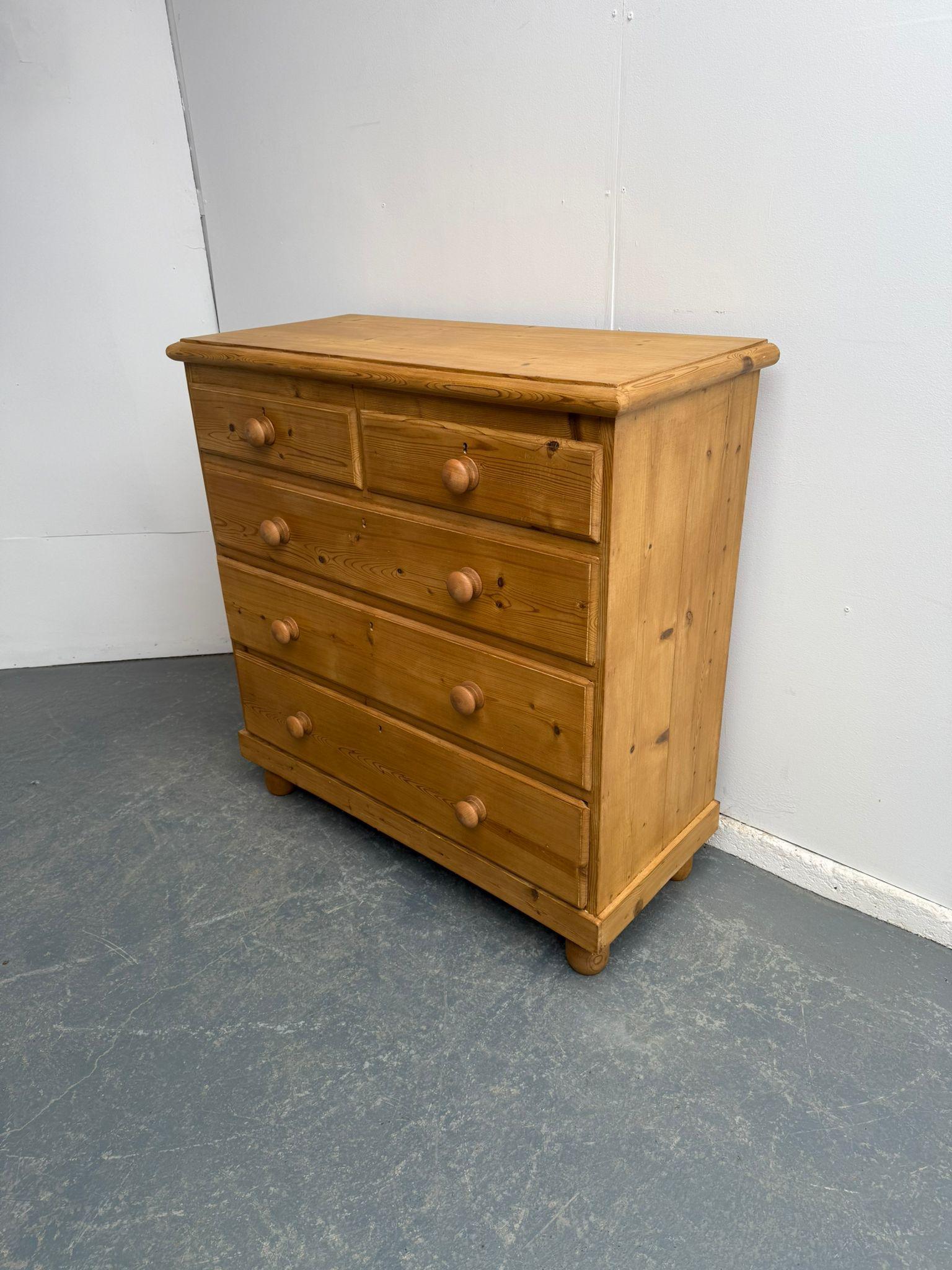 Exceptional Large Antique Pine Waxed 5 Drawer Victorian Chest of Drawers (1 of 10)