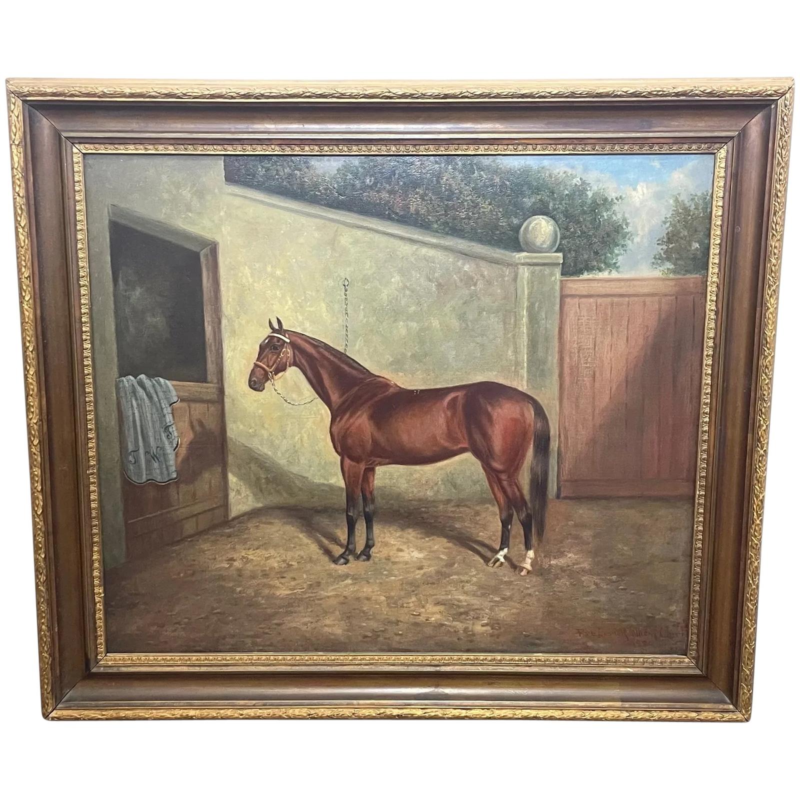 Oil Painting Racehorse 'Spion Kop' Winner Derby Stakes By Frederick Albert Clarke (1 of 61)