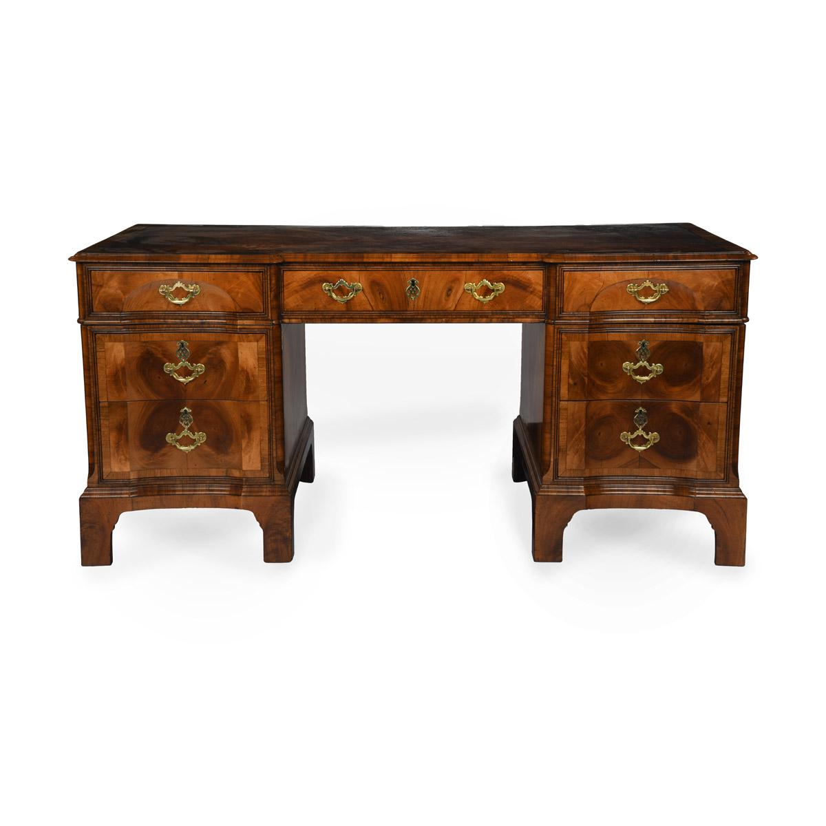 Unusual Early 20th Century George I Style Free Standing Pedestal Desk (1 of 14)