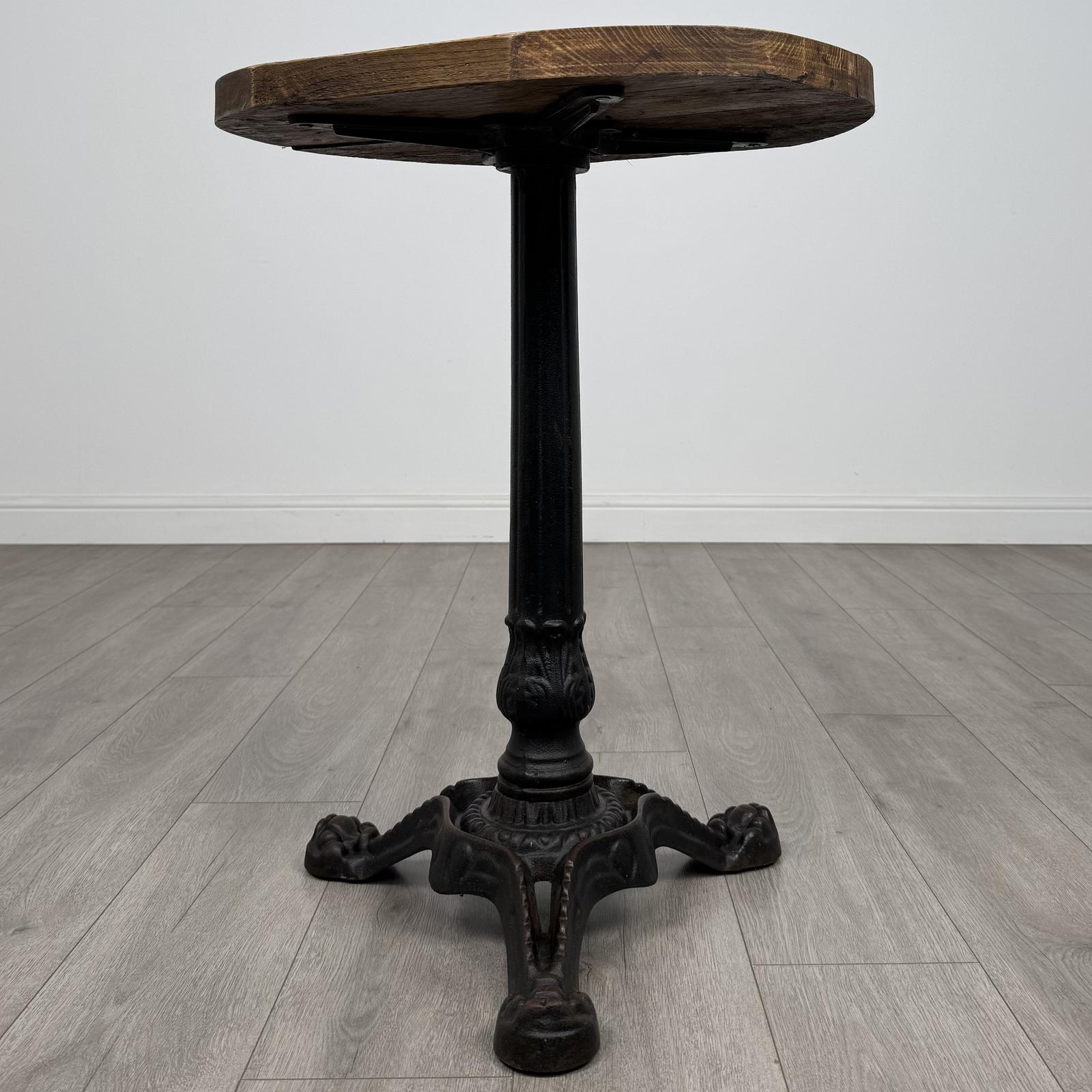 Antique 20th Century Oak Side Table with Iron Base (1 of 6)