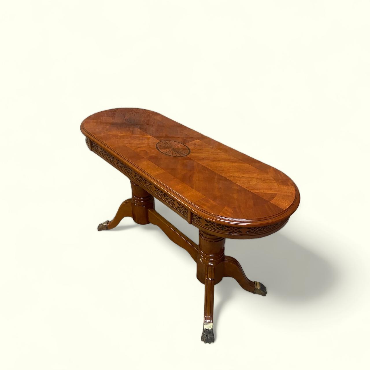 Antique Style Inlaid Pedestal Hall Table / Made in England c.1970 (1 of 11)