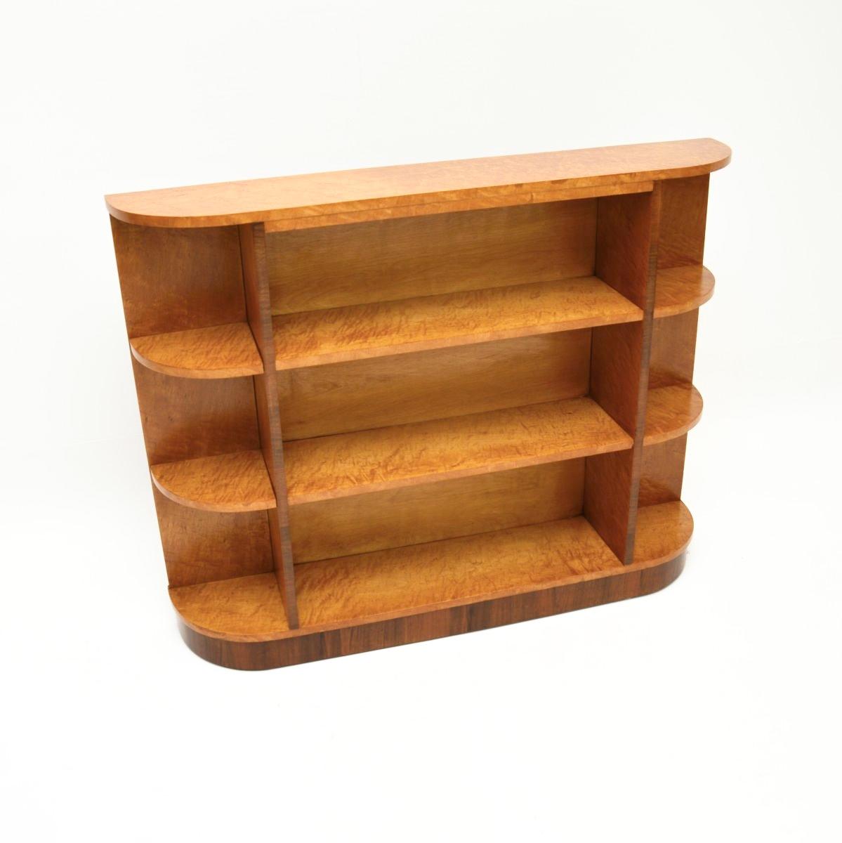 Art Deco Birdseye Maple Open Bookcase (1 of 8)
