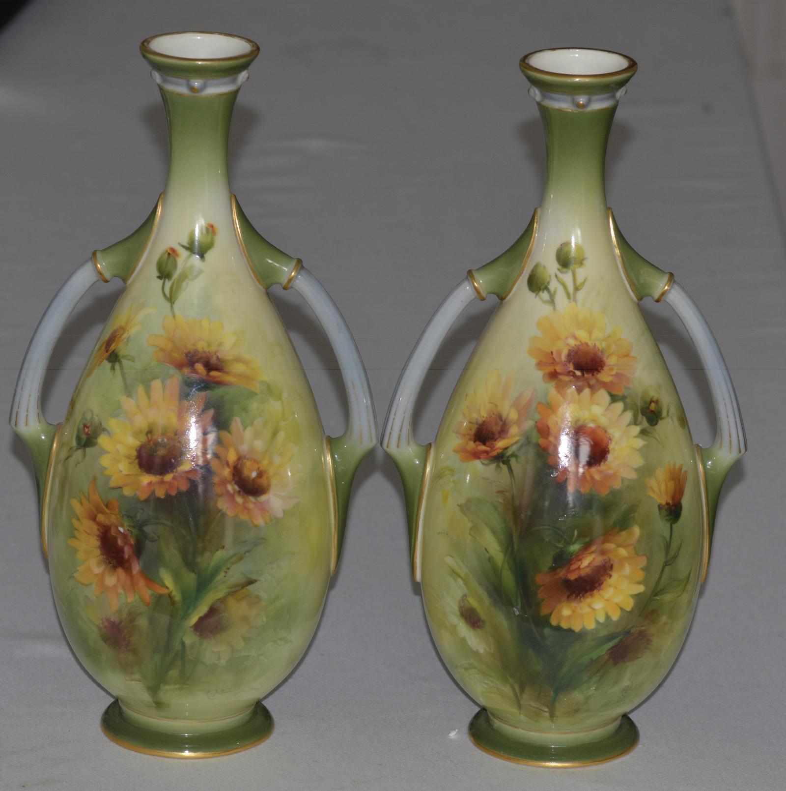 Stunning Pair of Royal Worcester Two Handled Vases by George Cole 1903 and 1906 (1 of 13)