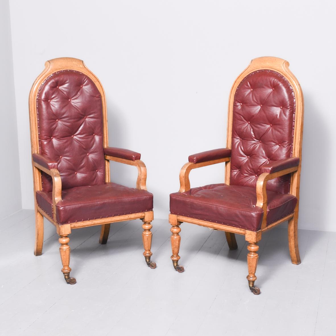 Impressive Pair of Mid Victorian Oak Throne or Hall Chairs (1 of 7)