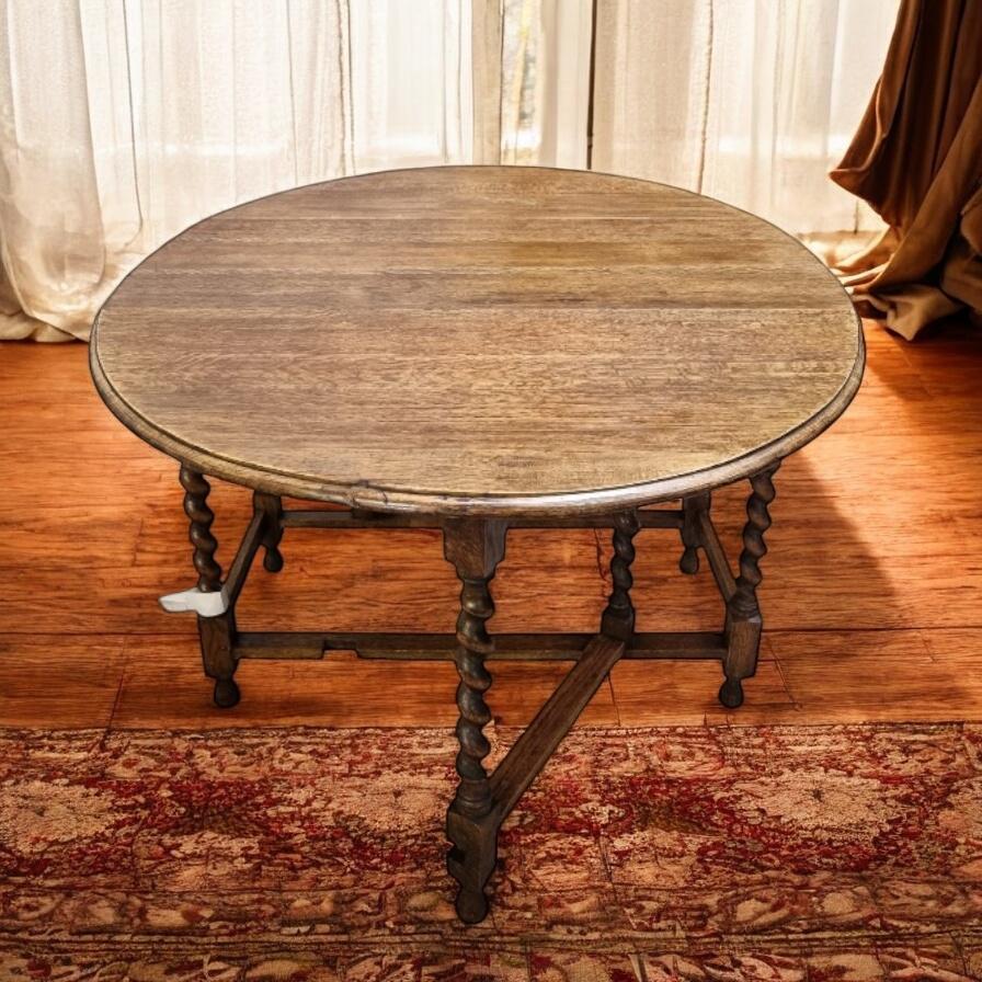Antique Oak Drop-leaf Table / C1900 / Seat 4-8 (1 of 8)