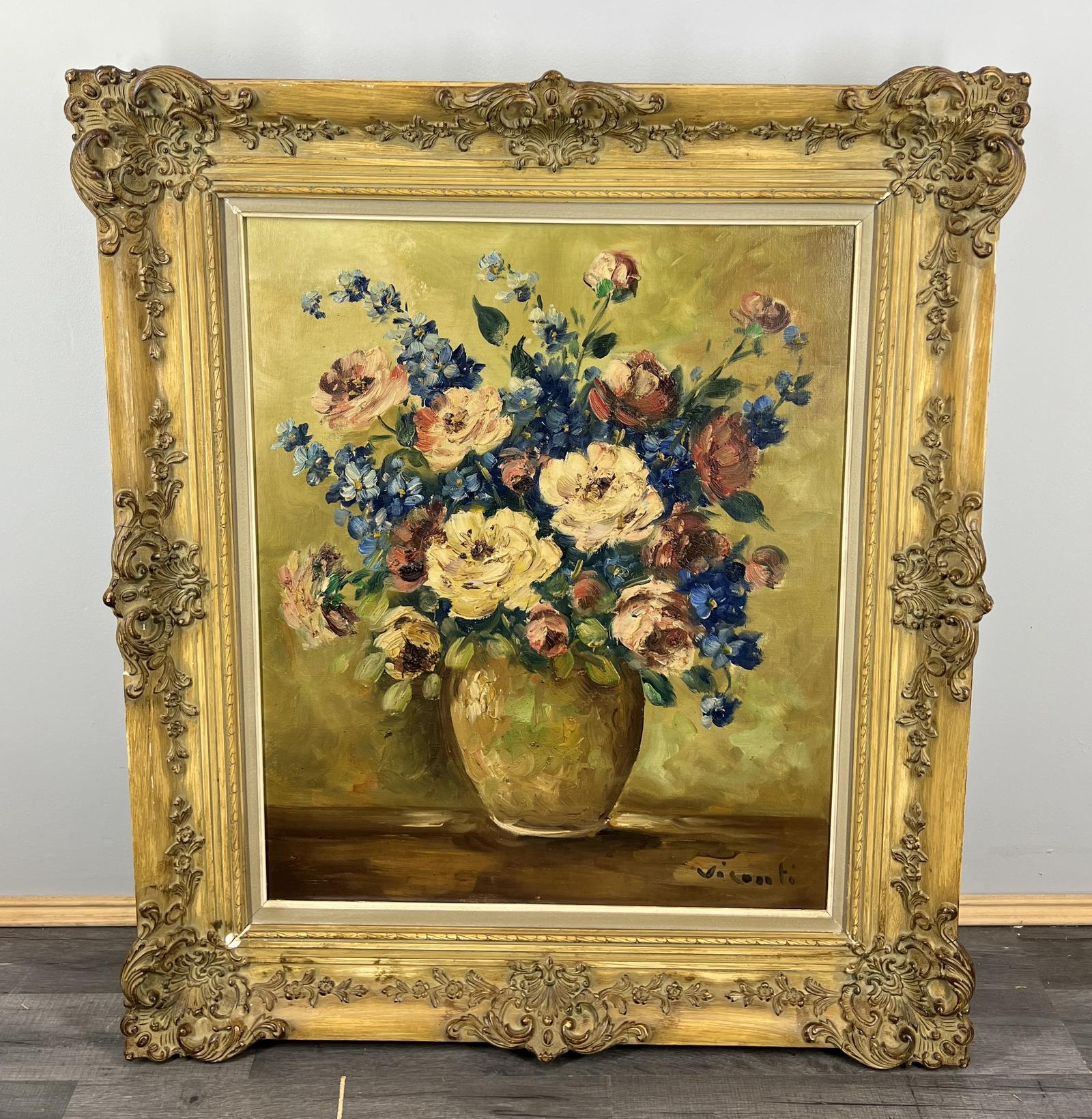 Vintage French Oil Painting Floral Still Life Gilt Ornate Frame Signed (LOT 3871) (1 of 13) Vintage French Oil Painting Floral Still Life Gilt Ornate Frame Signed (LOT 3871) (1 of 13)